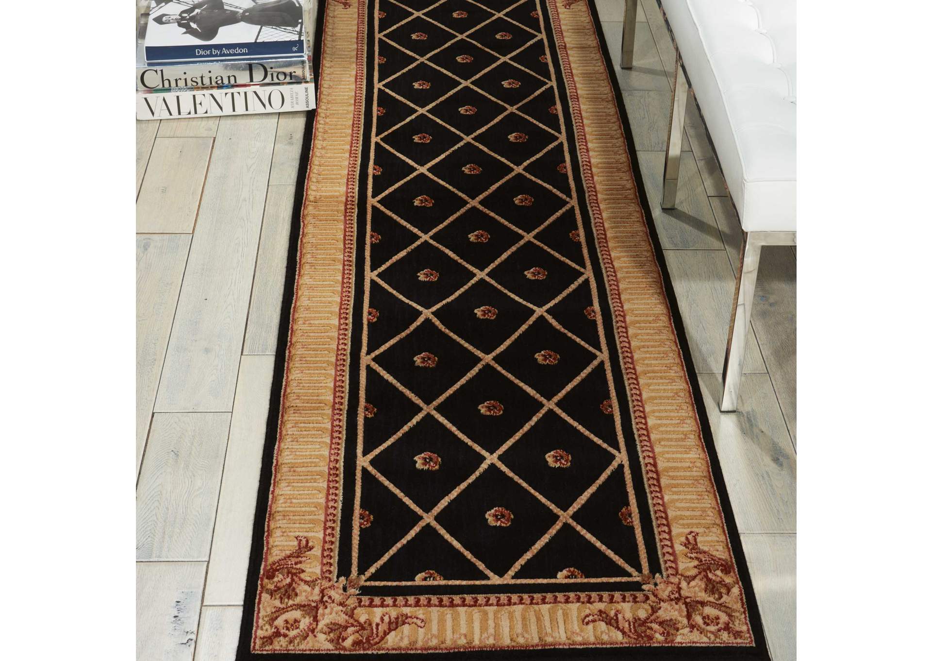 Nourison Ashton House AS03 Black 6' Runner Hallway Rug,Nourison