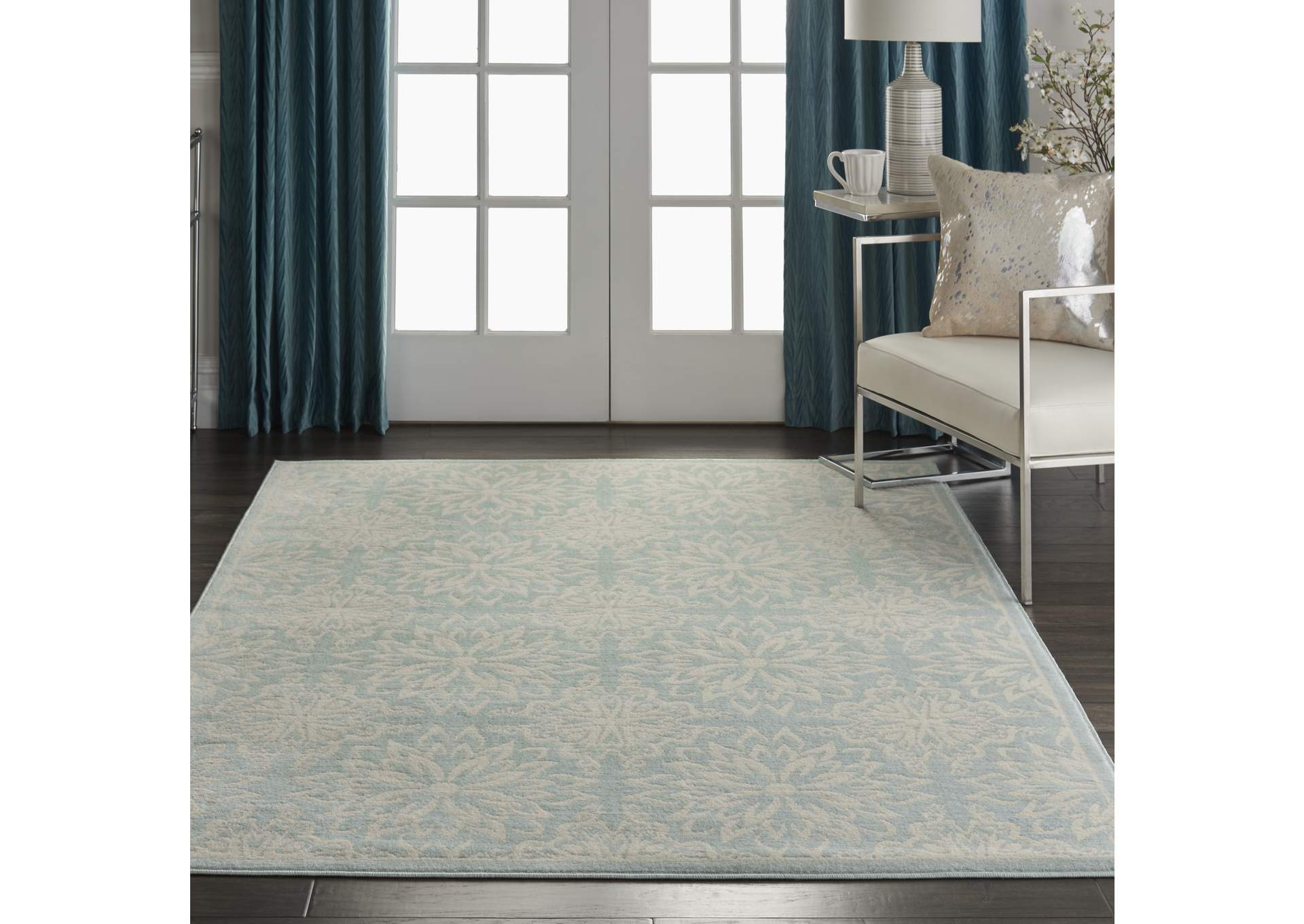 Nourison Jubilant JUB06 Aqua 4'x6' Beach Area Rug,Nourison