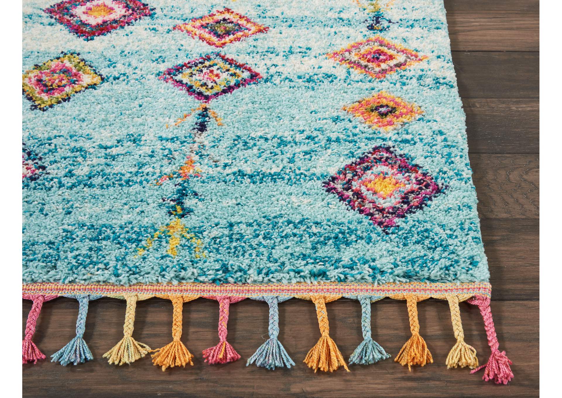 Nourison Nomad NMD04 Aqua Multicolor 8' Runner Hallway Rug,Nourison