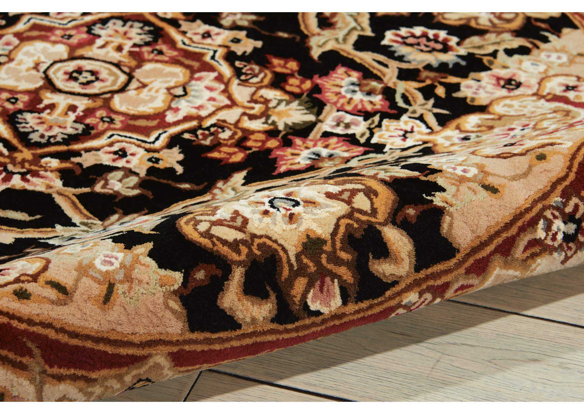 Nourison 2000 2028 Black 4' Round Area Rug,Nourison