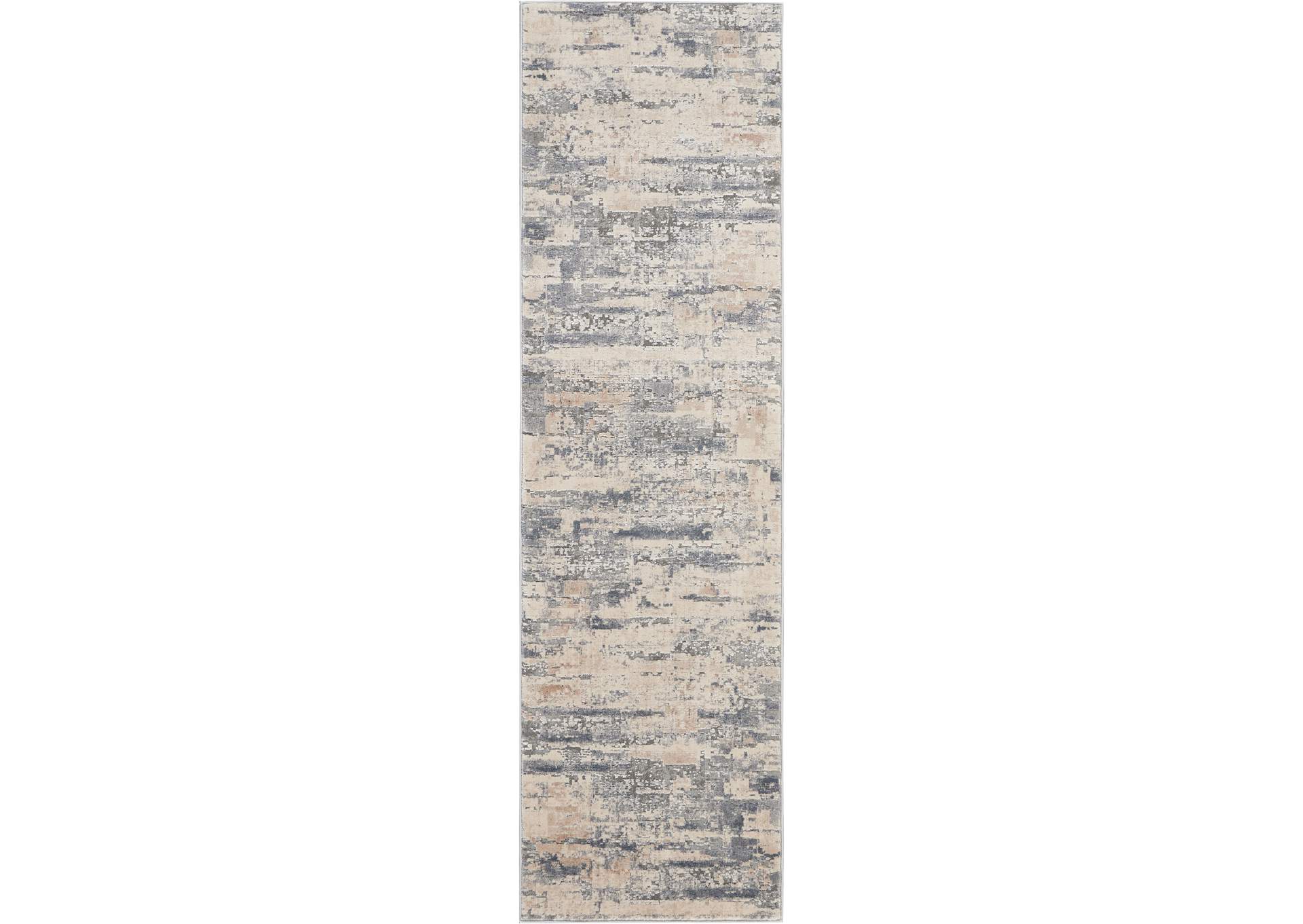 Nourison Rustic Textures RUS04 Beige and Grey 8' Runner Hallway Rug,Nourison