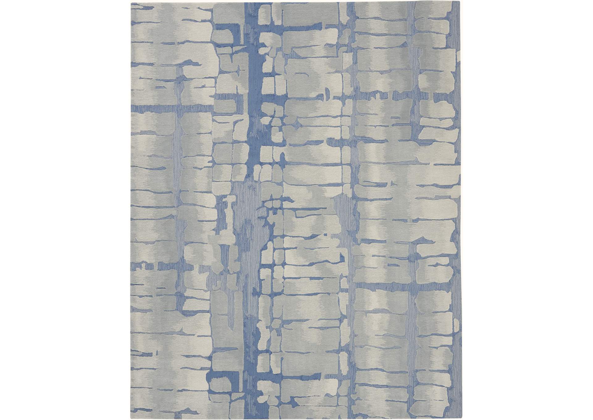 Nourison Symmetry SMM04 Blue and Grey 8'x10' Large Textured Rug,Nourison