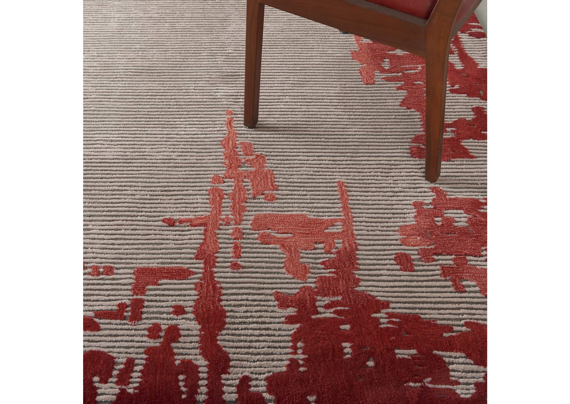 Nourison Symmetry SMM02 Ivory and Red 9'x12' Oversized Textured Rug,Nourison