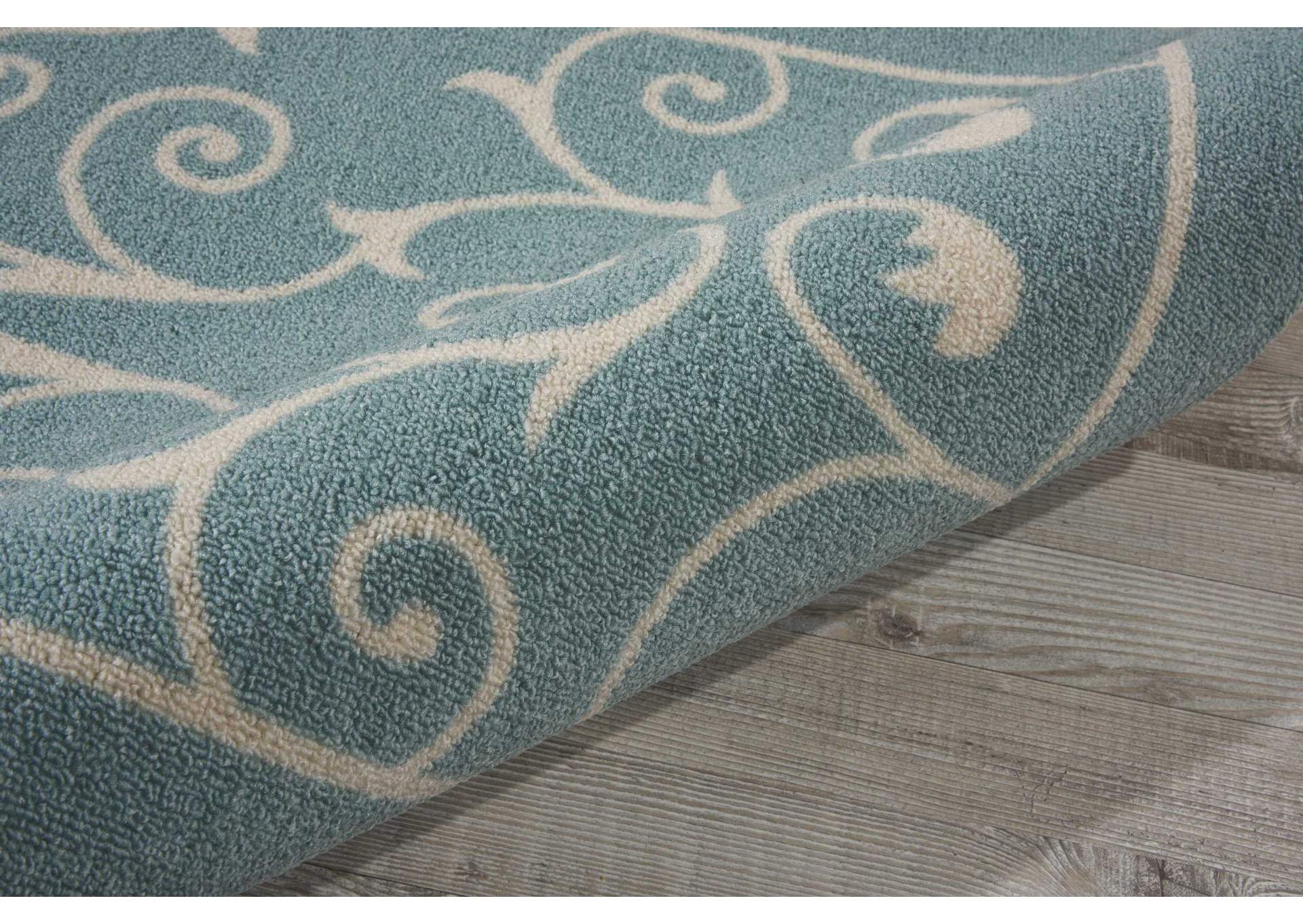 Nourison Home & Garden RS019 Blue 8' Runner Hallway Rug,Nourison