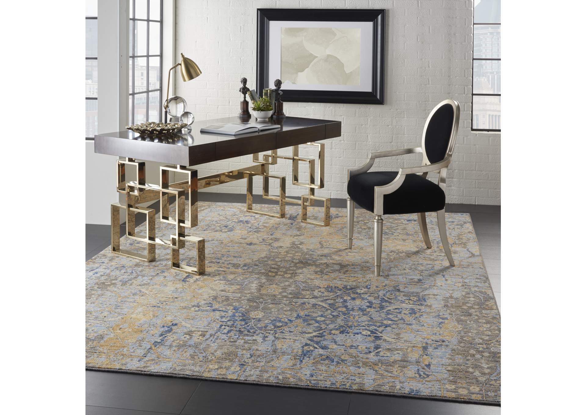 Nourison Majestic 10'x13' Beige and Blue Vintage Area Rug,Nourison