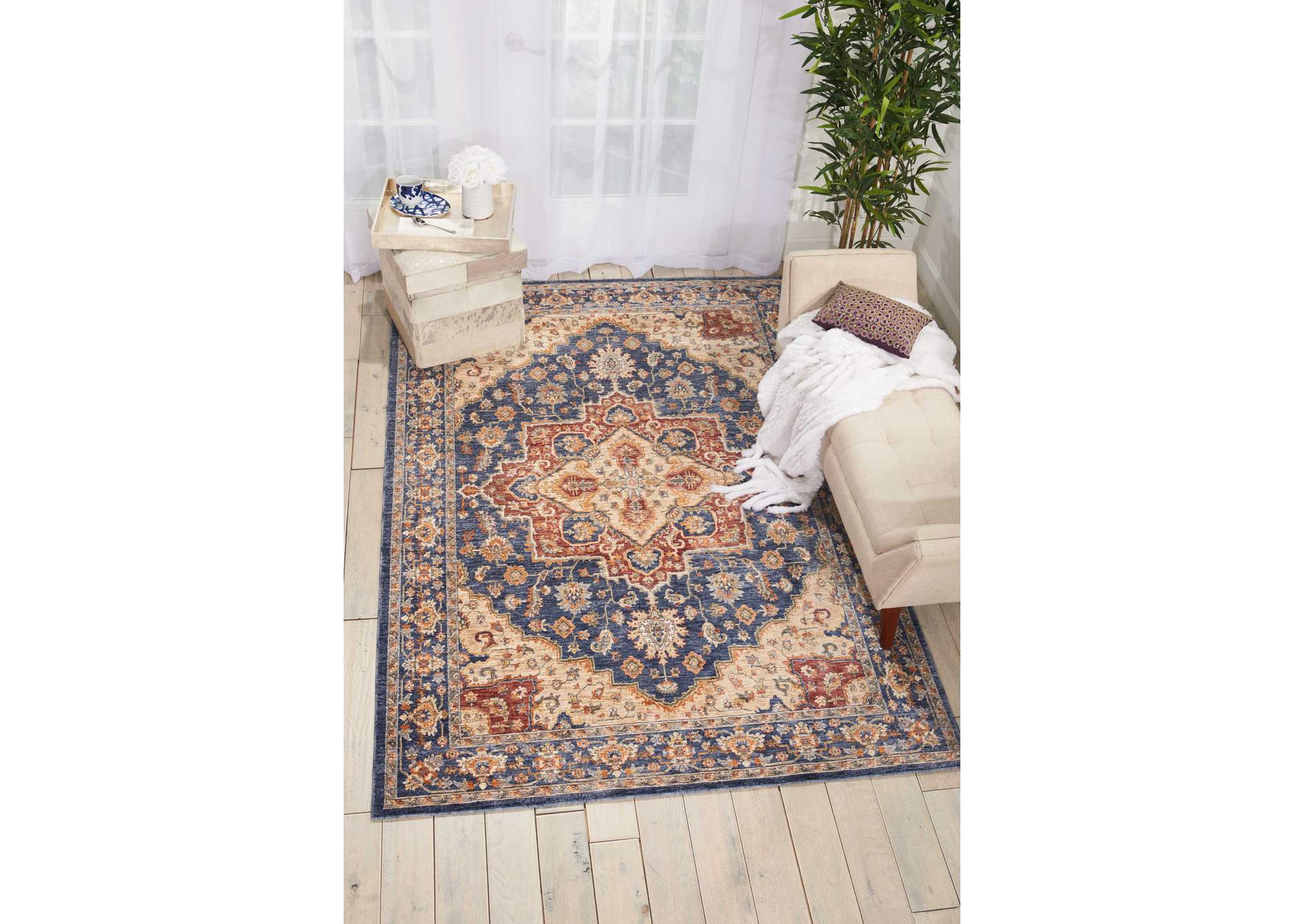 Nourison Lagos LAG01 Blue Multicolor 8'x10' Large Low-pile Rug,Nourison