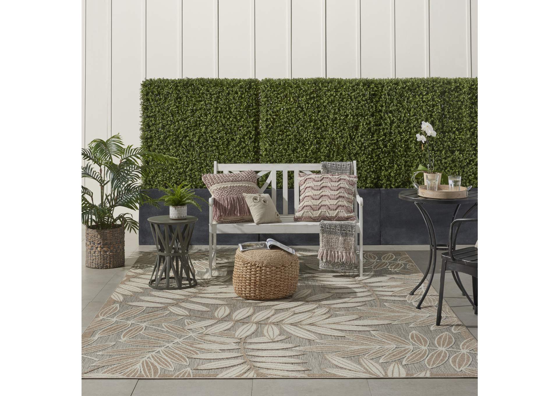 Nourison Aloha 7'x10' Cream Patio Area Rug,Nourison