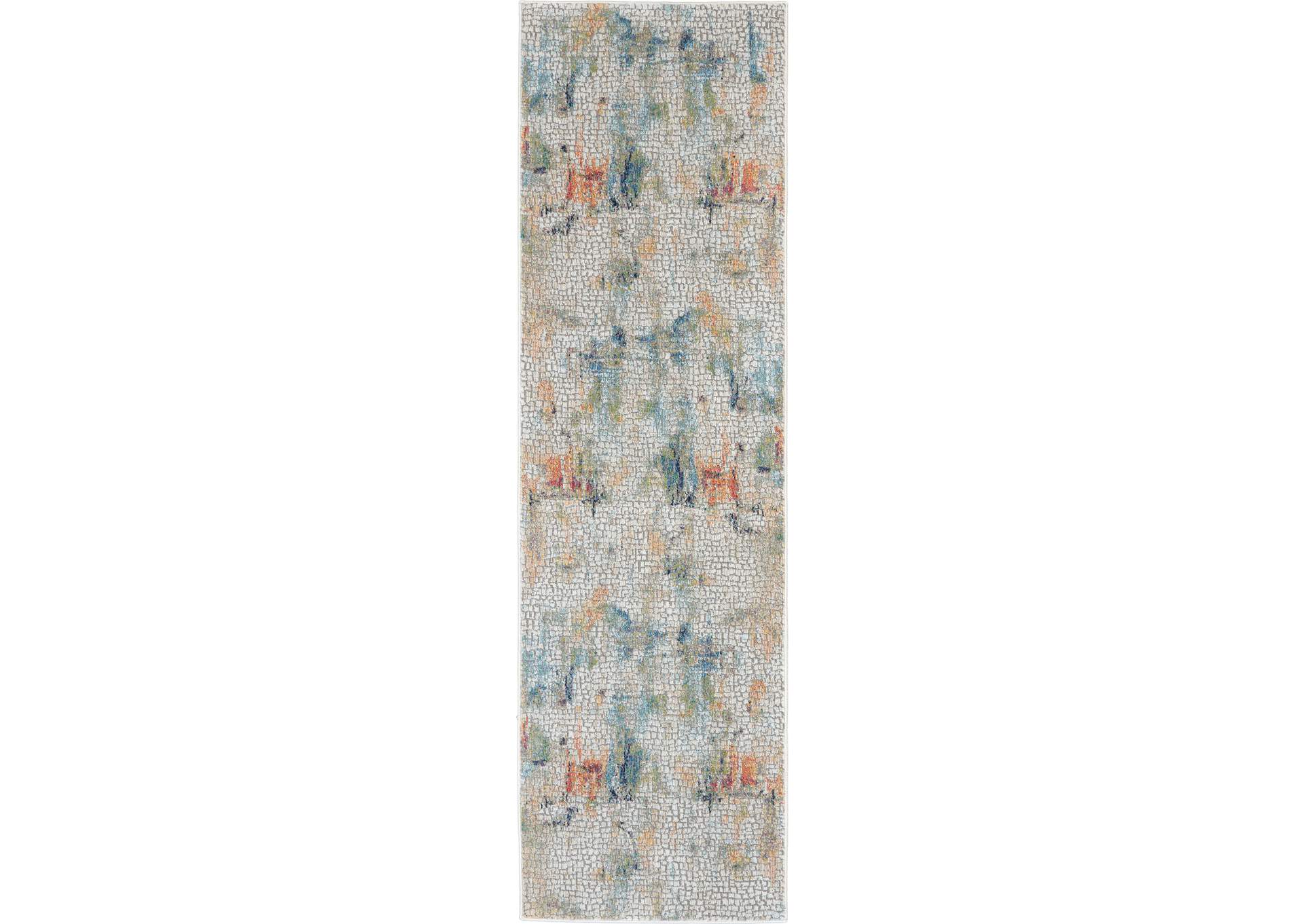 Nourison Ankara Global ANR09 White Multicolor 6' Runner Textured Hallway Rug,Nourison