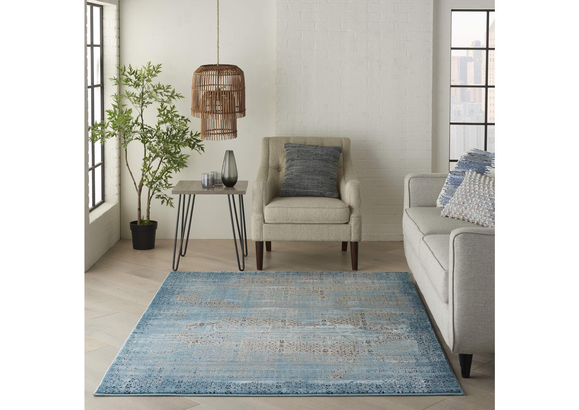 Nourison Karma KRM01 Blue 4'x6' Area Rug,Nourison