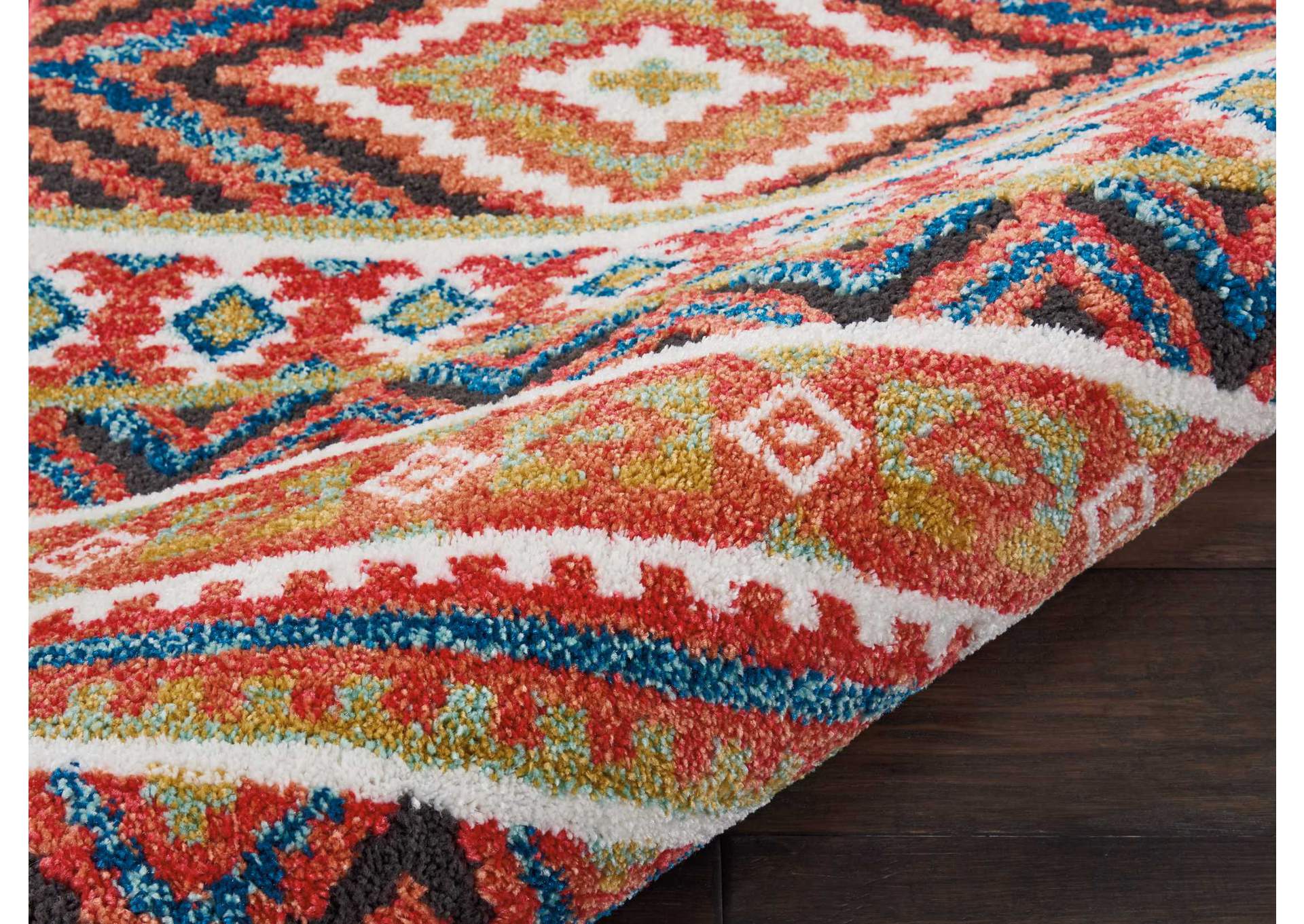 Nourison South Western NAV04 Orange Multicolor 8' Runner Hallway Rug,Nourison