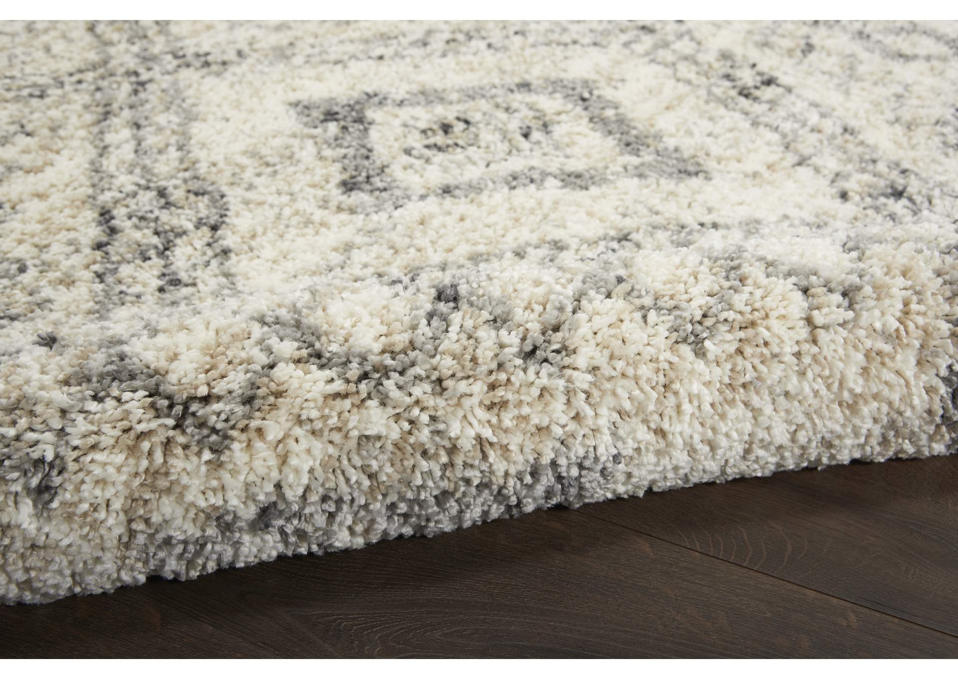 Nourison Oslo Shag OSL02 5'x8' Ivory and Grey Scandinavian Shag Rug,Nourison