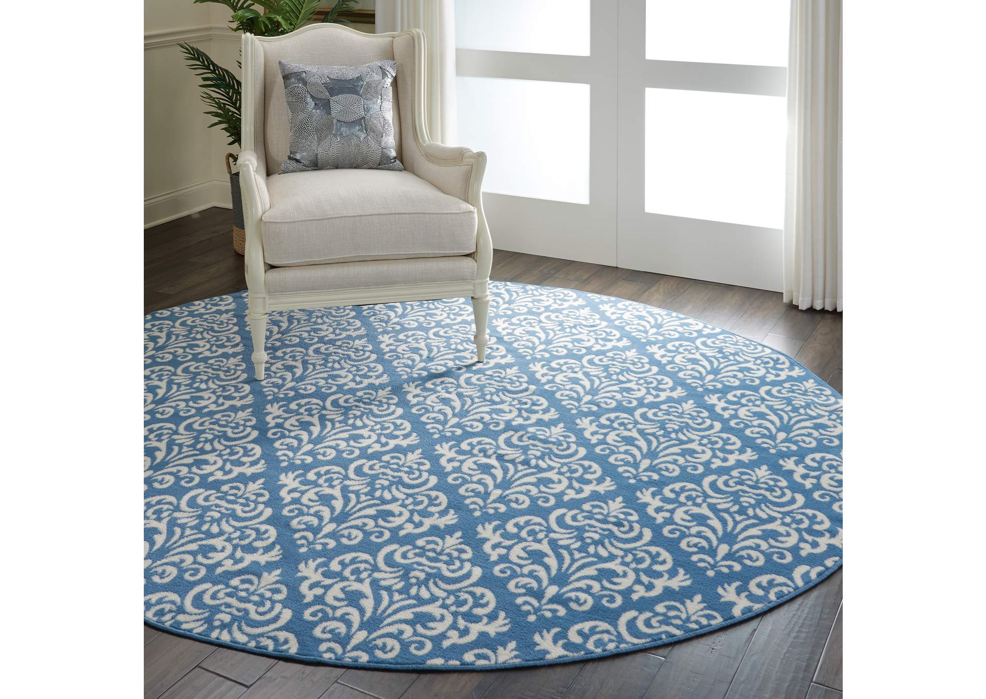 Nourison Grafix GRF06 Blue 8' Round Large Rug,Nourison