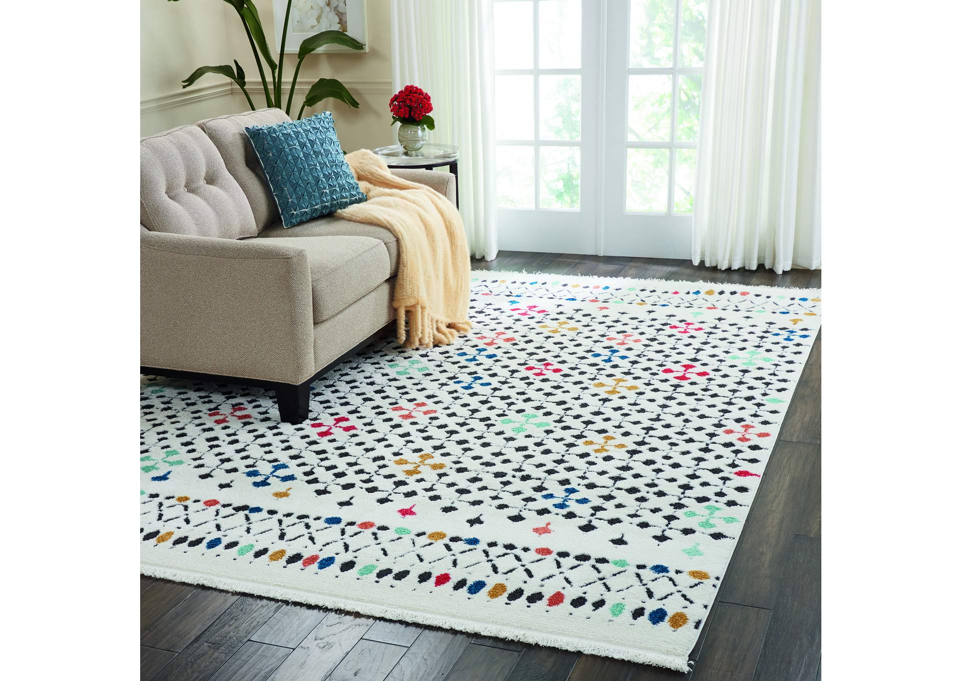 Nourison Kamala DS504 White Multicolor 8'x11' Oversized Rug,Nourison