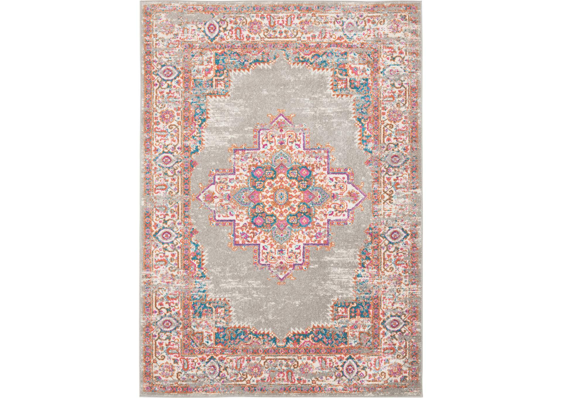 Nourison Passion PSN03 Grey 5'x7' Vintage Area Rug,Nourison