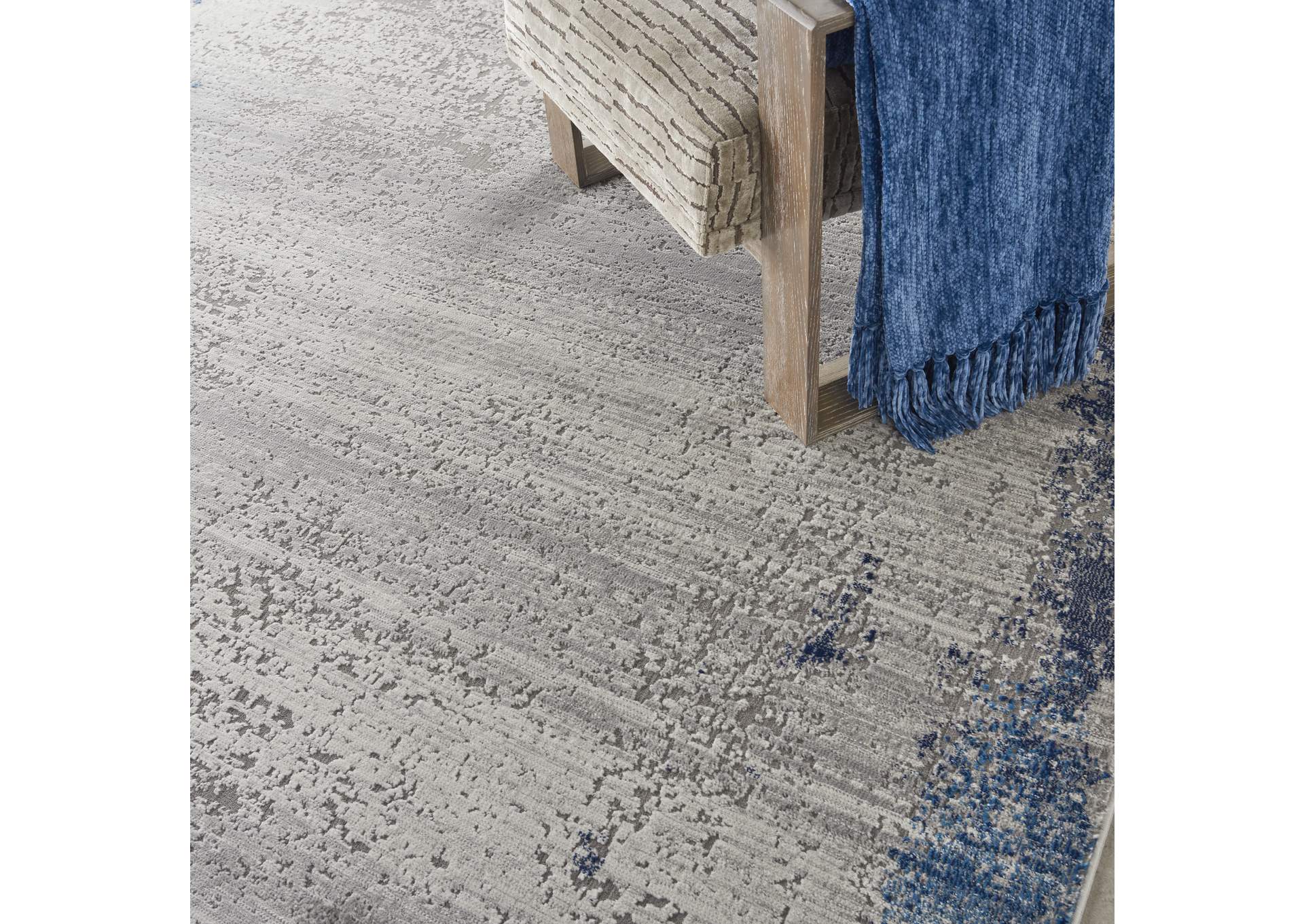 Nourison Etchings 8' x 10' Grey/Navy Artistic Area Rug,Nourison