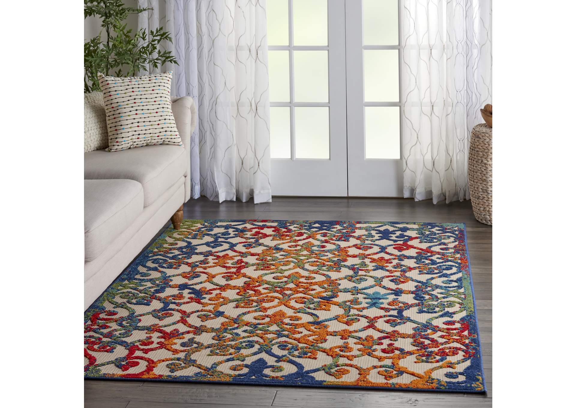 Nourison Aloha ALH21 4'x6' Multicolor Easy-care Indoor-outdoor Rug,Nourison