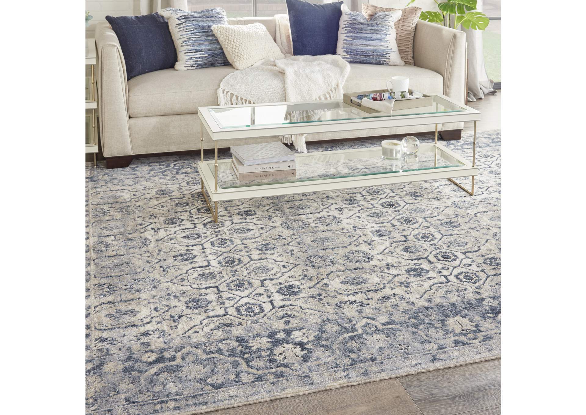 kathy ireland Home Malta MAI04 Blue and Ivory 8'x11' Rug,Nourison