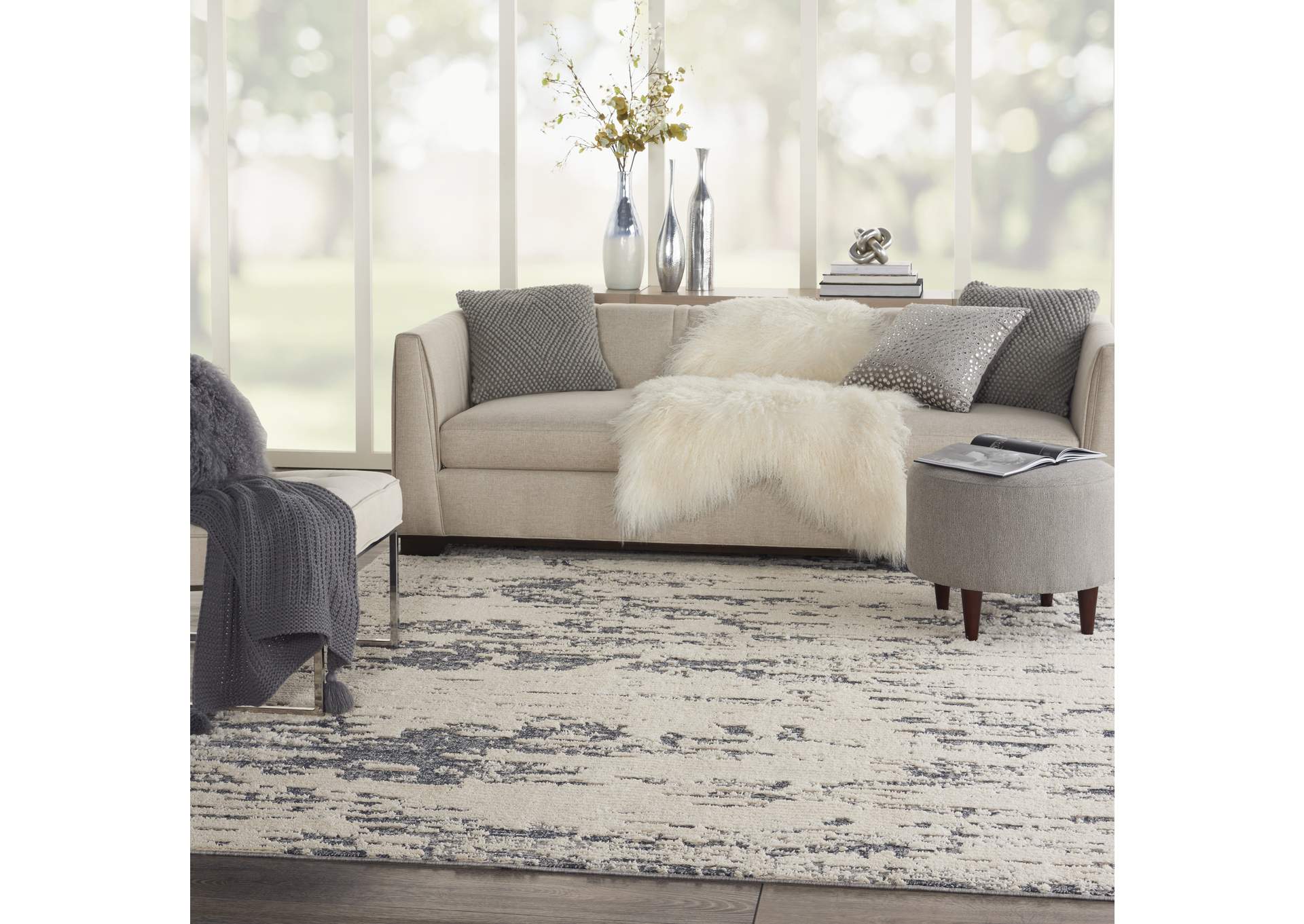 Nourison Zermatt 9' x 12' Blue Neutral Area Rug,Nourison