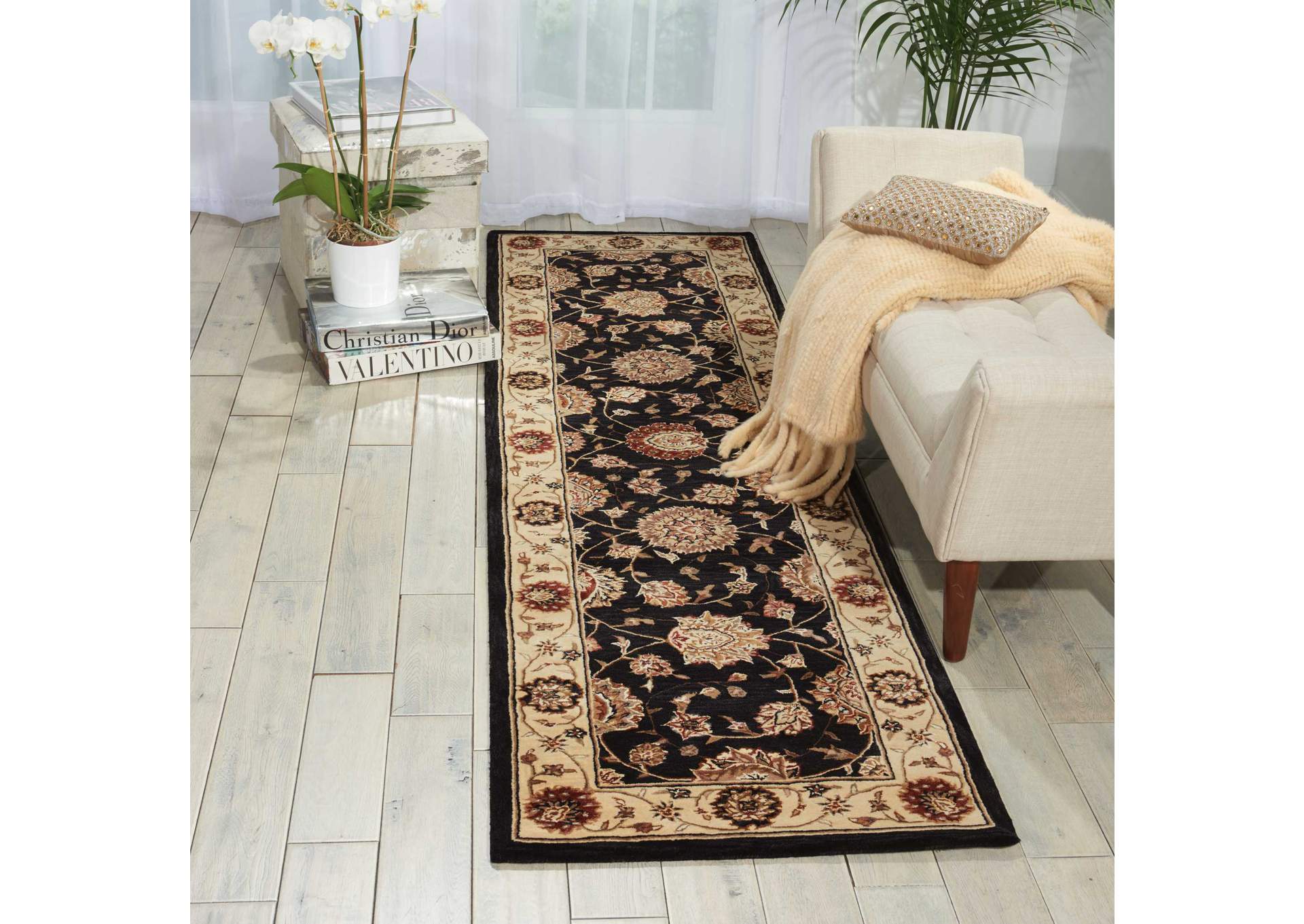 Nourison 2000 2204 Navy Blue 8' Runner Area Rug,Nourison