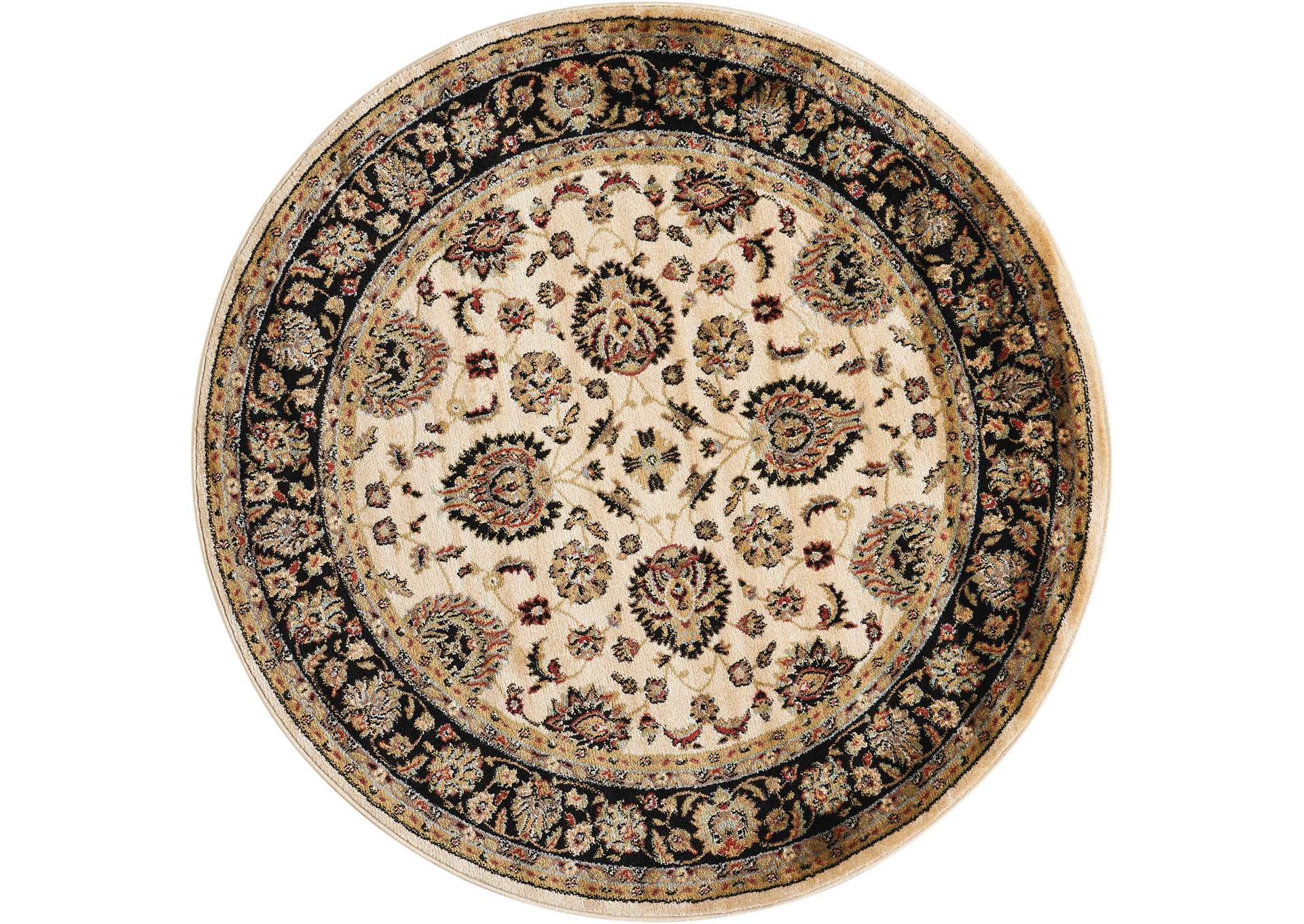 Nourison Delano DEL01 White and Black 5' Round Area Rug,Nourison