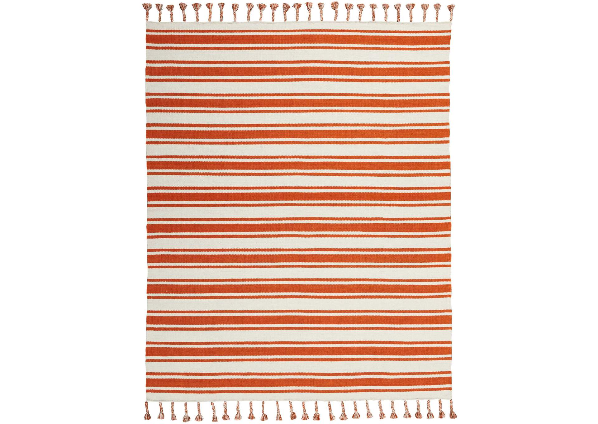 Nourison Rio Vista DST01 White and Orange 8'x11' Oversized Flat Weave Rug,Nourison