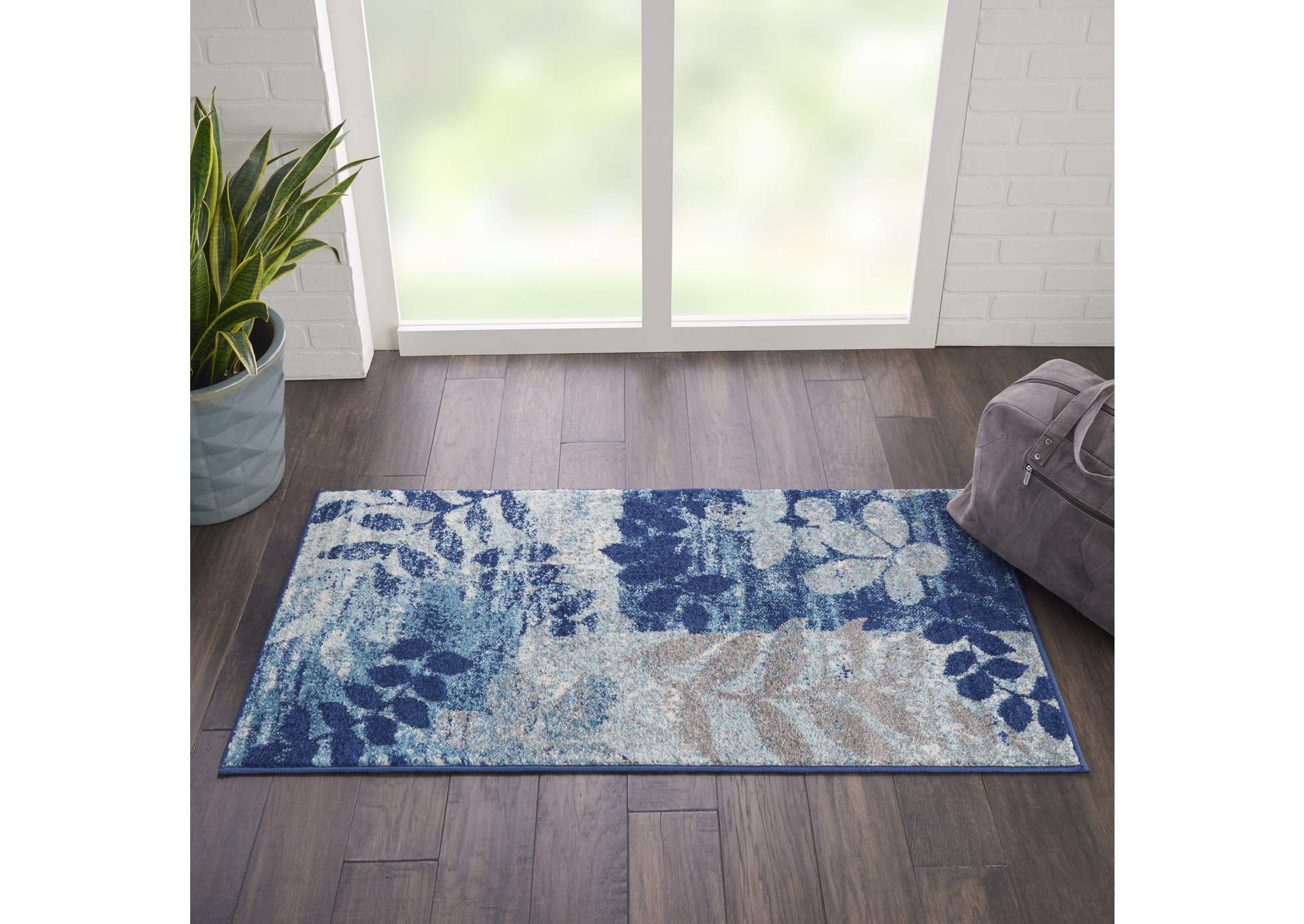Nourison Tranquil 2'x4' Navy Blue Modern Small Rug,Nourison
