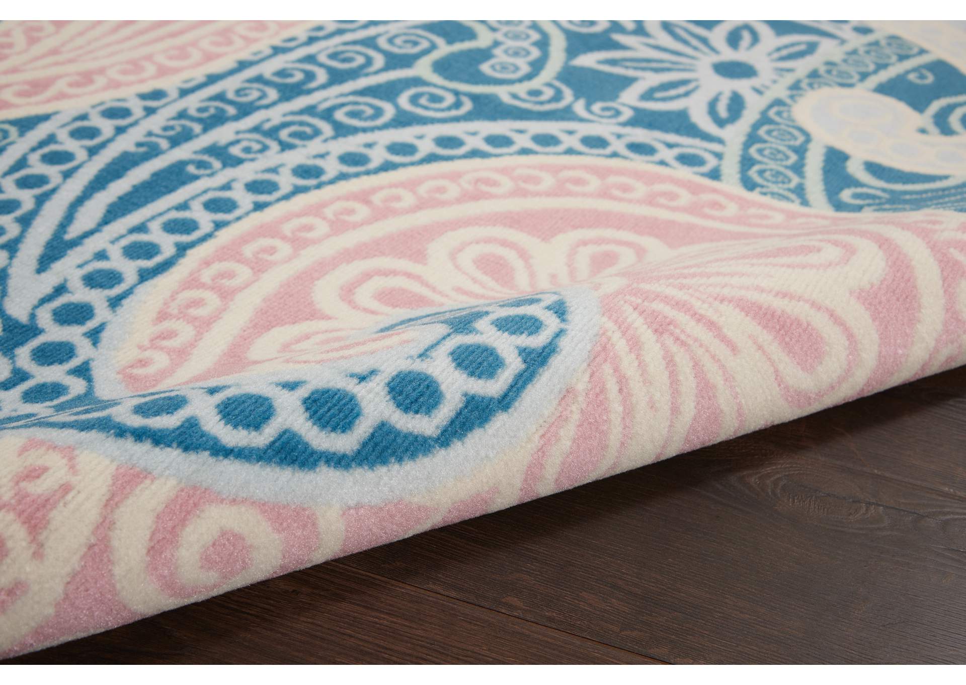 Nourison Jubilant JUB13 Pink and Blue 6'x9' Boho Area Rug,Nourison