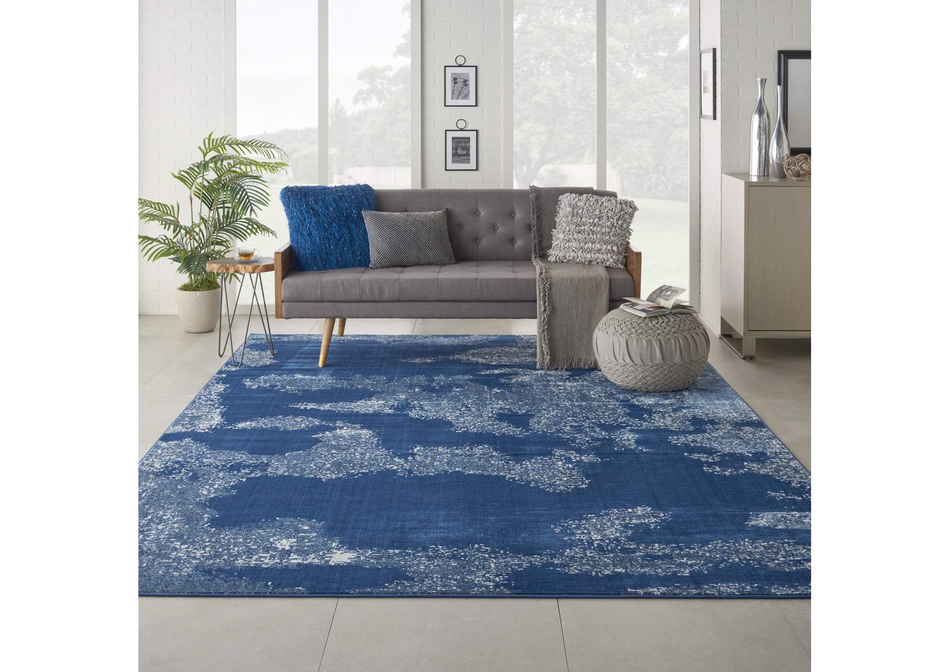 Nourison Etchings 8' x 10' Blue Abstract Area Rug,Nourison