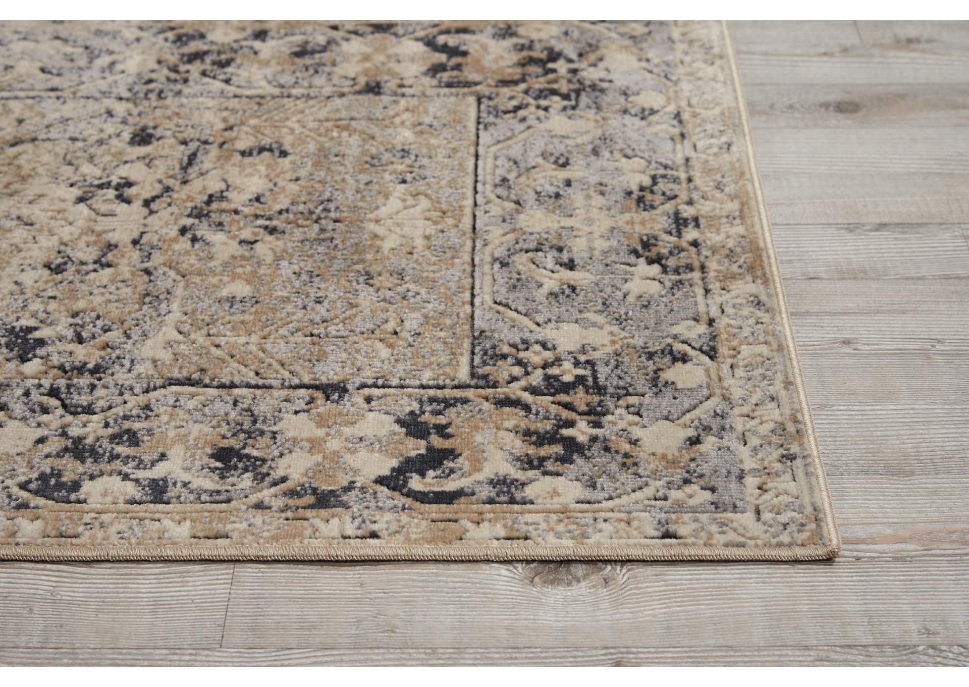 kathy ireland Home Malta MAI05 Blue and Ivory 8' Runner Hallway Rug,Nourison