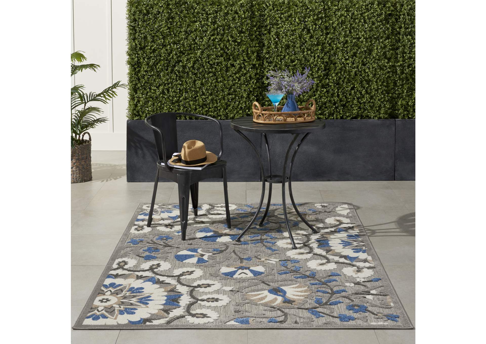 Nourison Aloha 4'x6' Grey Patio Area Rug,Nourison