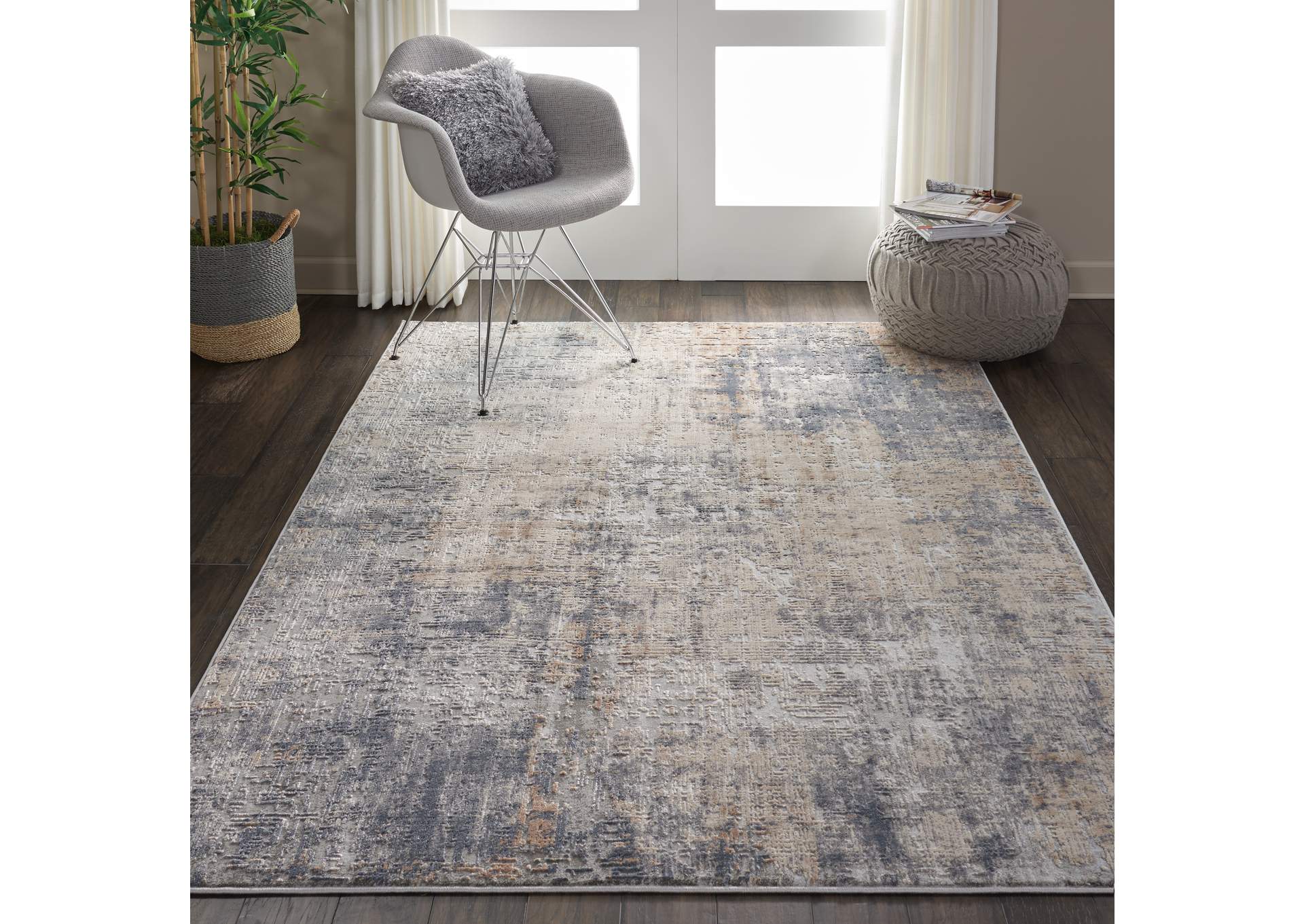 Nourison Rustic Textures RUS01 Grey and Beige 5'x7' Rustic Area Rug,Nourison