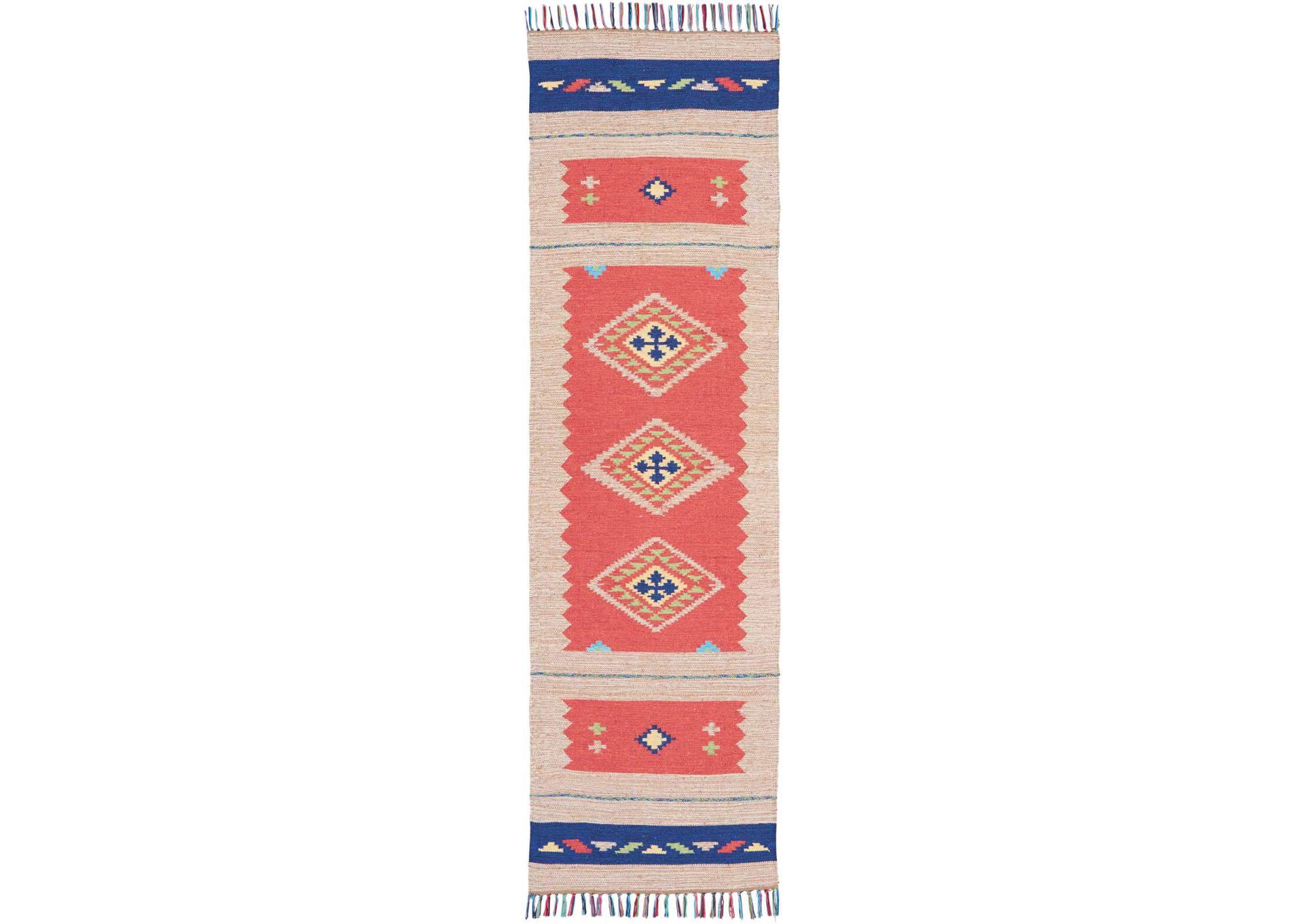 Nourison Baja BAJ02 Red and Black 8' Runner Flat Weave Hallway Rug,Nourison
