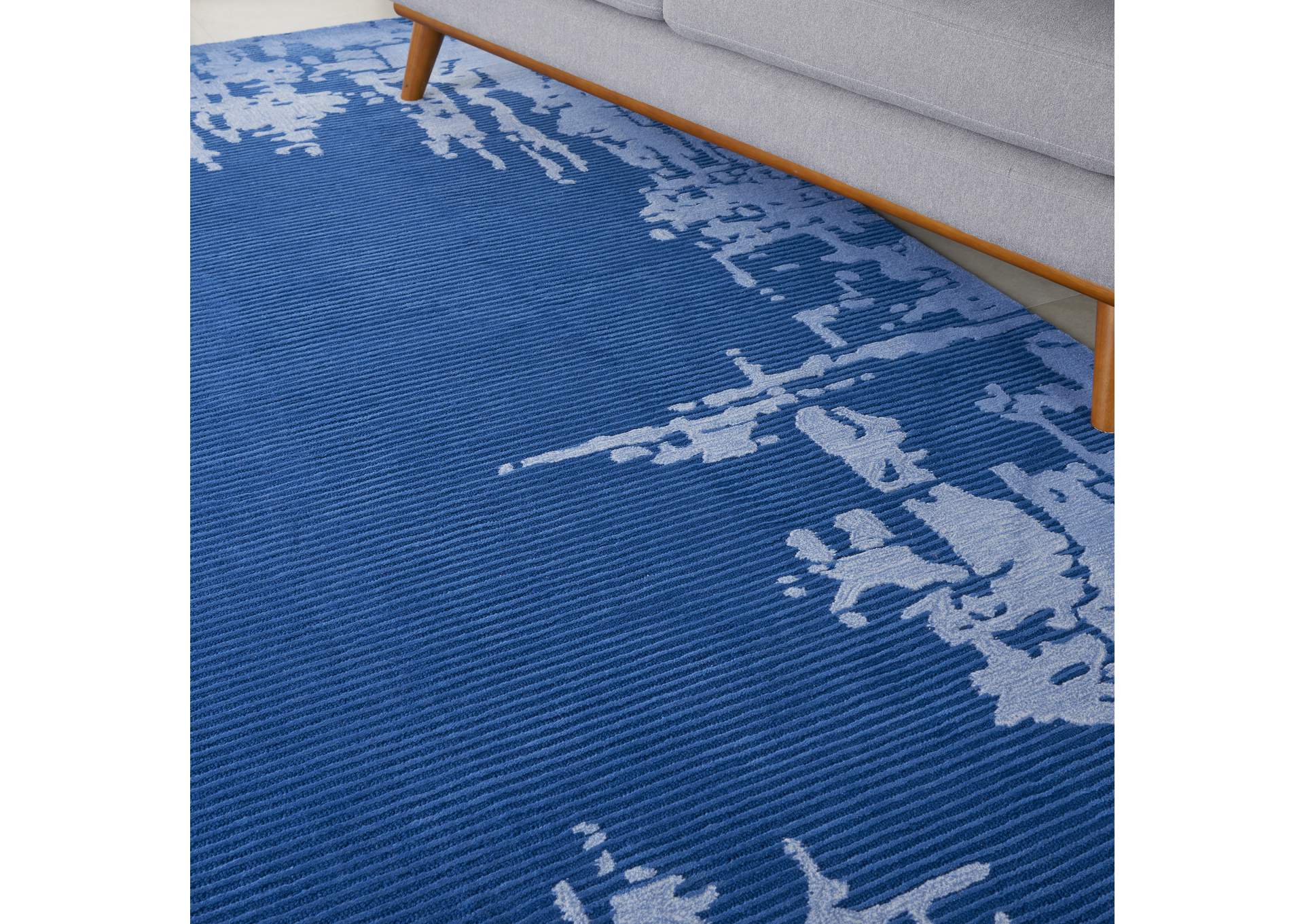 Nourison Symmetry SMM02 Navy Blue 9'x12' Oversized Textured Rug,Nourison