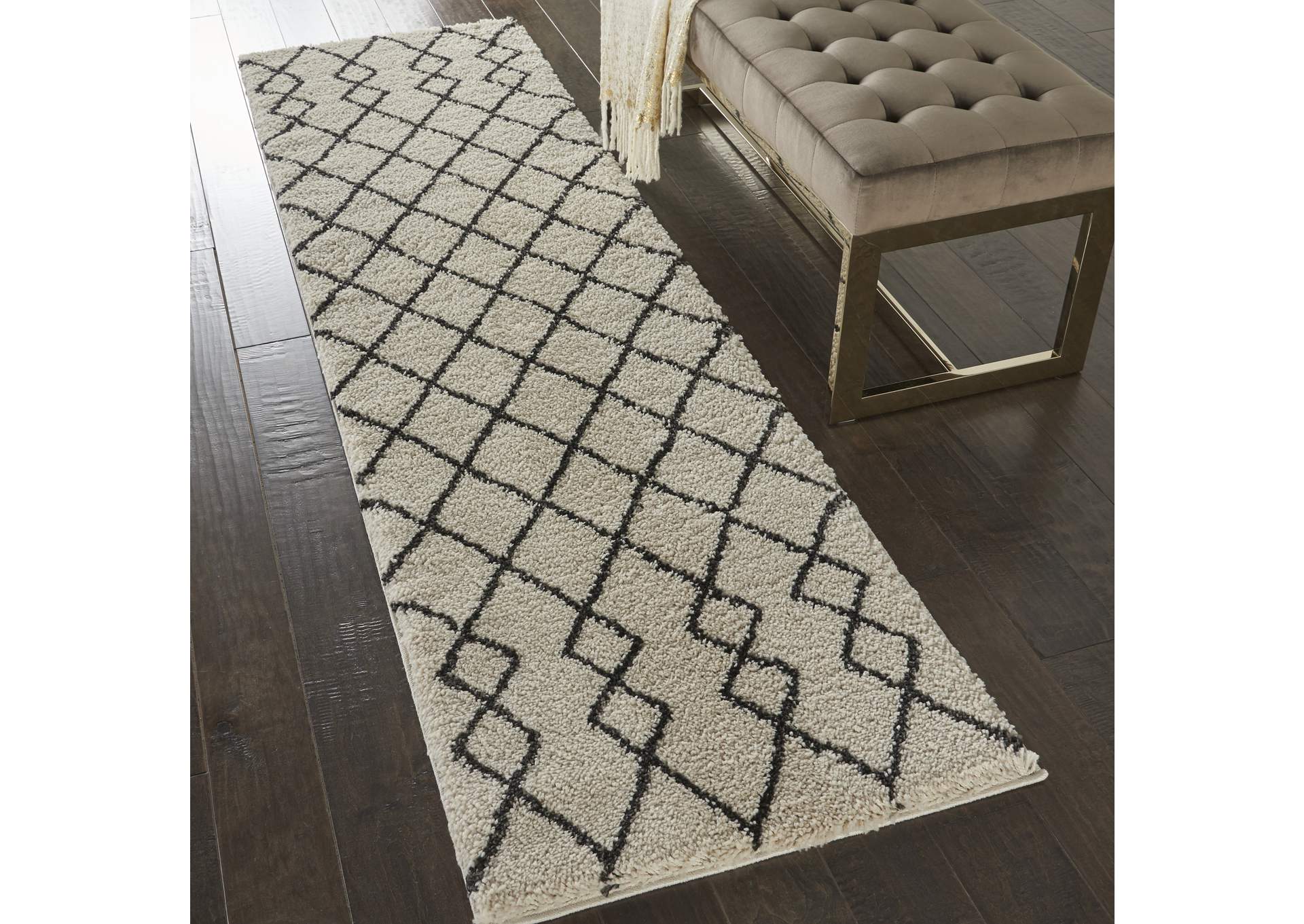 Nourison Martil MAT01 White 8' Runner Plush Hallway Rug,Nourison