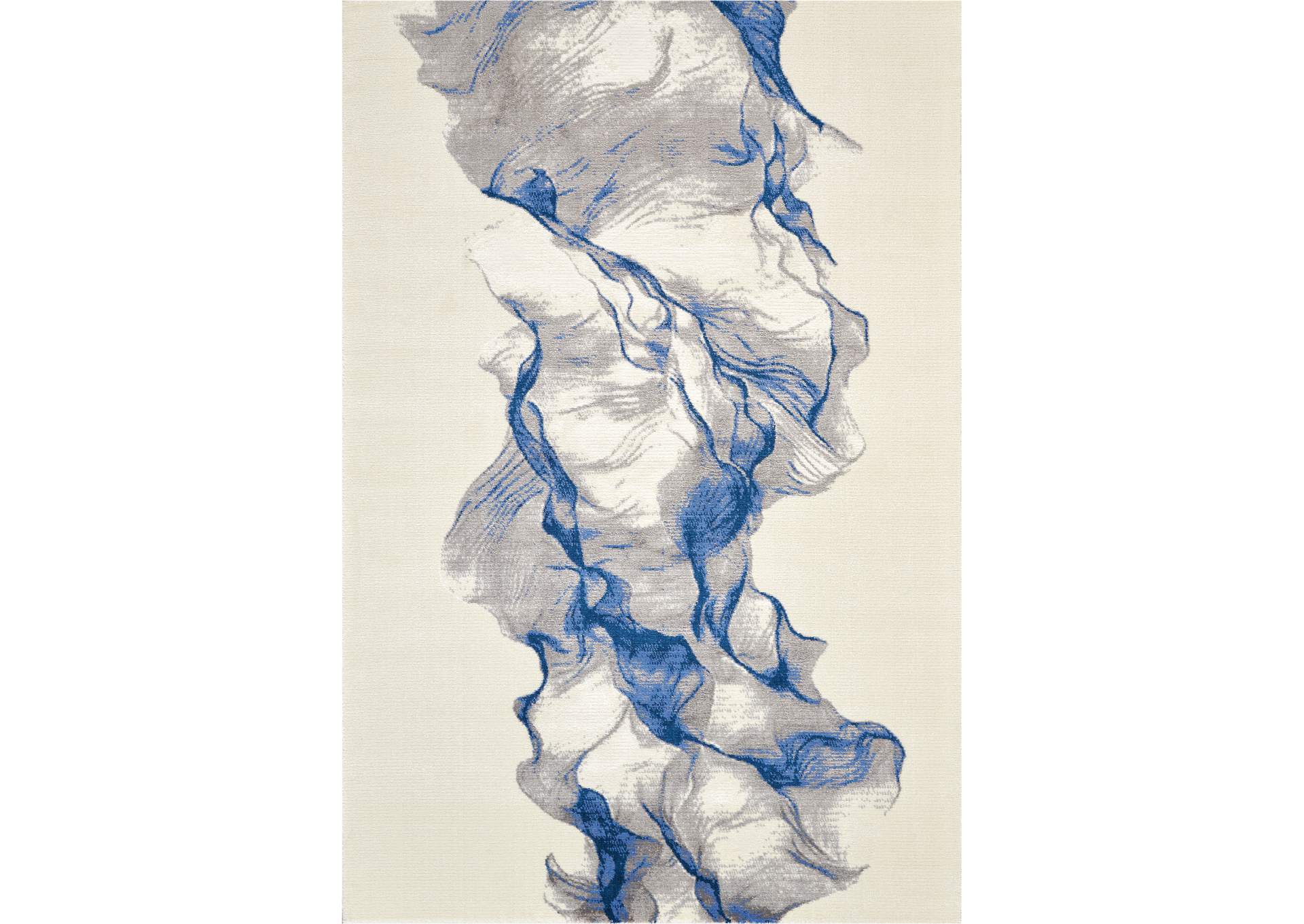 Nourison Twilight TWI27 Ivory and Blue 6'x8' Contemporary Area Rug,Nourison