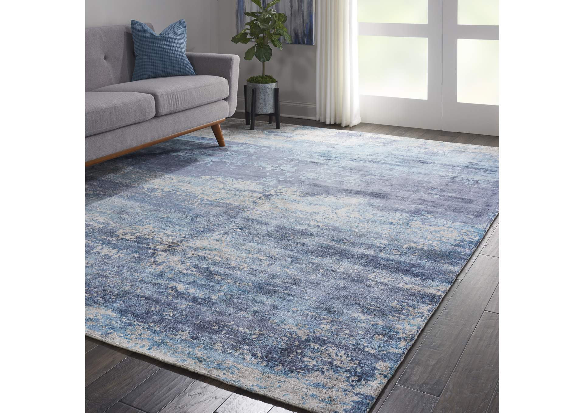 kathy ireland Home Safari Dreams KI374 Blue 8'x11' Oversized Rug,Nourison