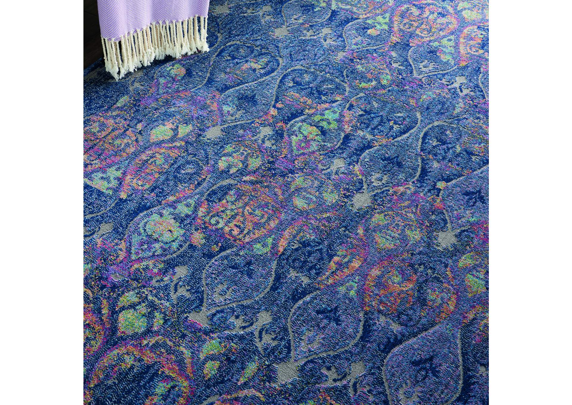Nourison Ankara Global ANR08 Navy Blue Multicolor 5'x8' Moroccan Area Rug,Nourison
