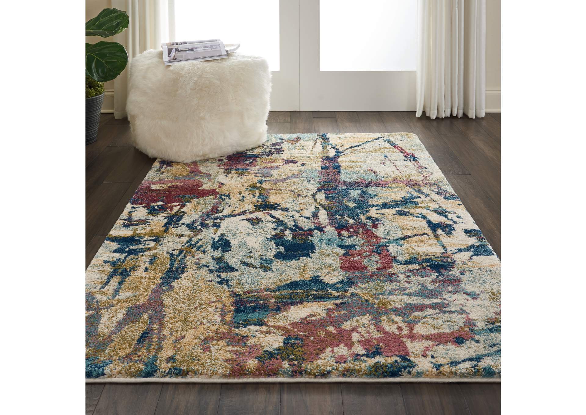 Nourison Fusion FSS10 Multicolor 4'x6' Colorful Area Rug,Nourison