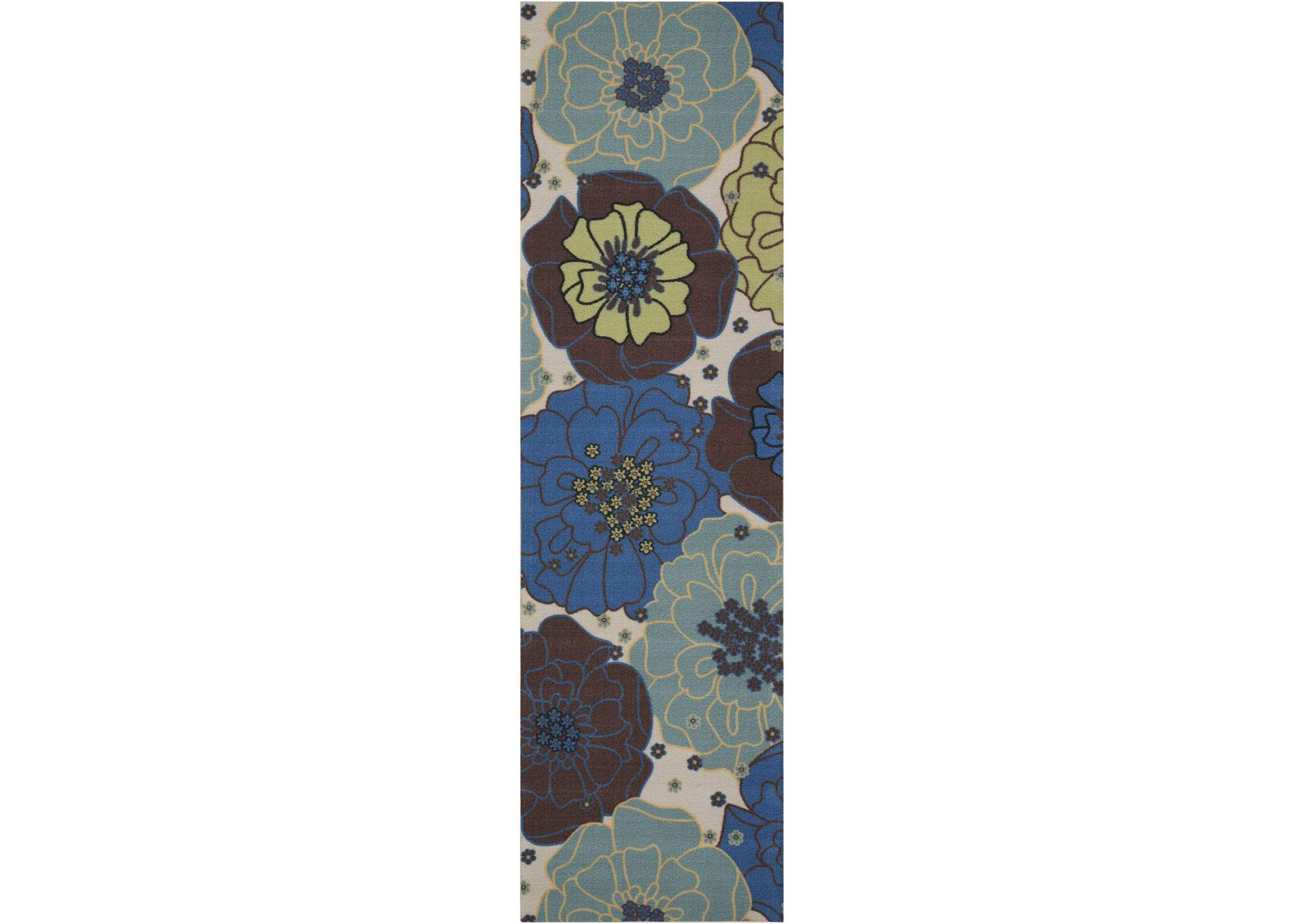 Nourison Home & Garden RS021 Blue 8' Runner Hallway Rug,Nourison