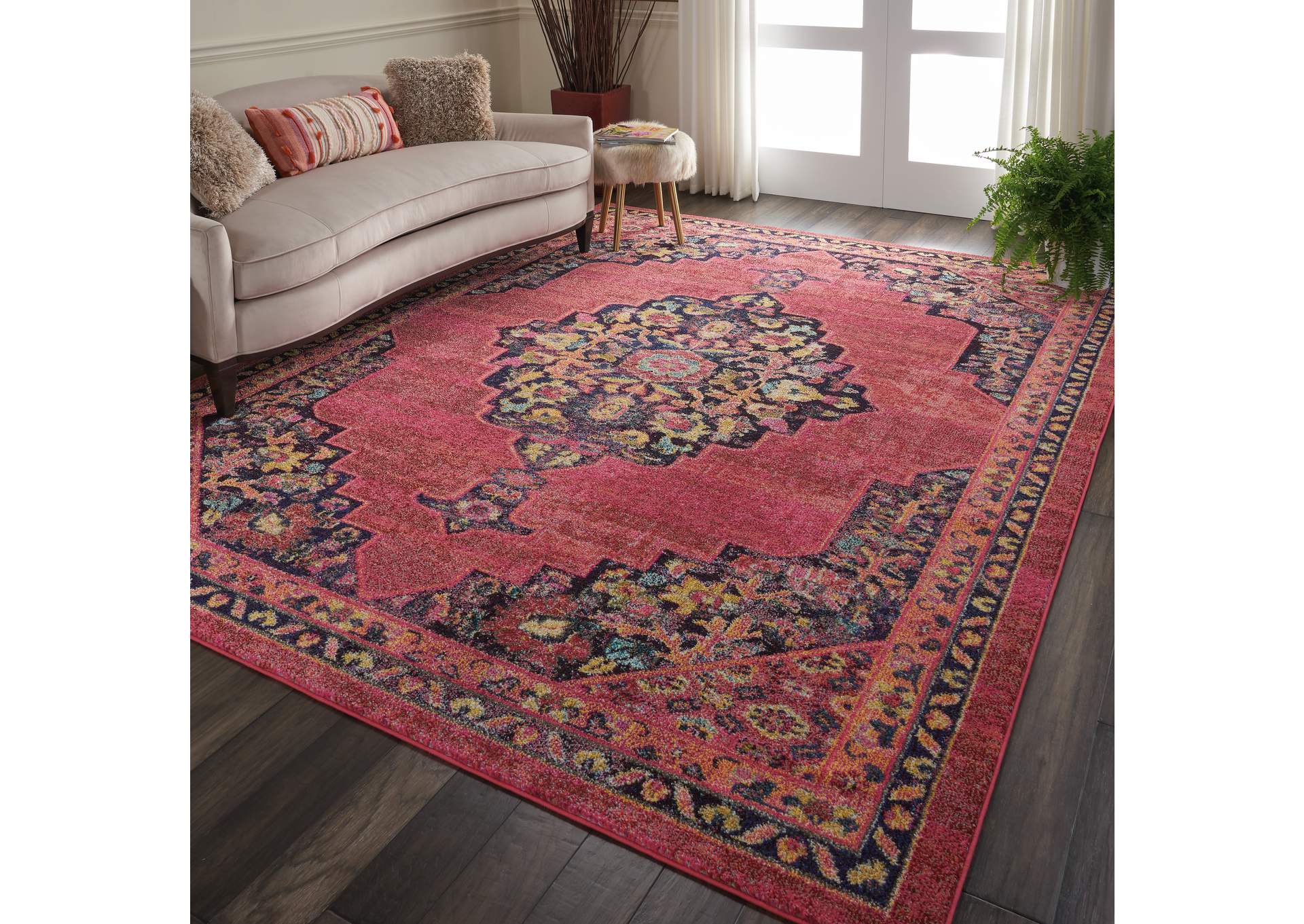 Nourison Passionate PST01 Pink Multicolor 8'x10' Large Rug,Nourison