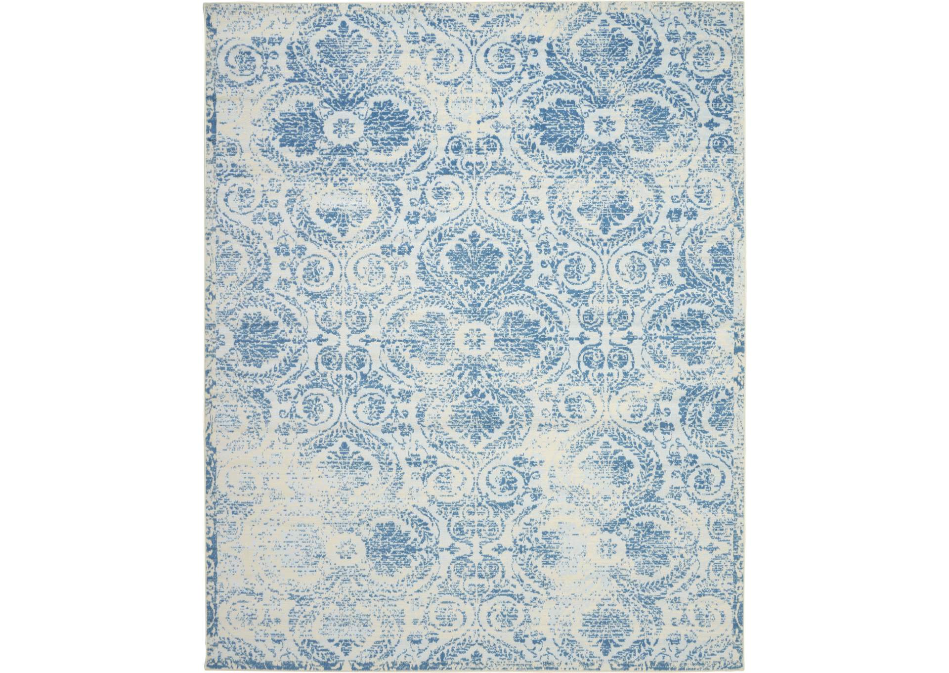 Nourison Jubilant JUB05 Teal Blue 8'x10' Large Low-pile Rug,Nourison