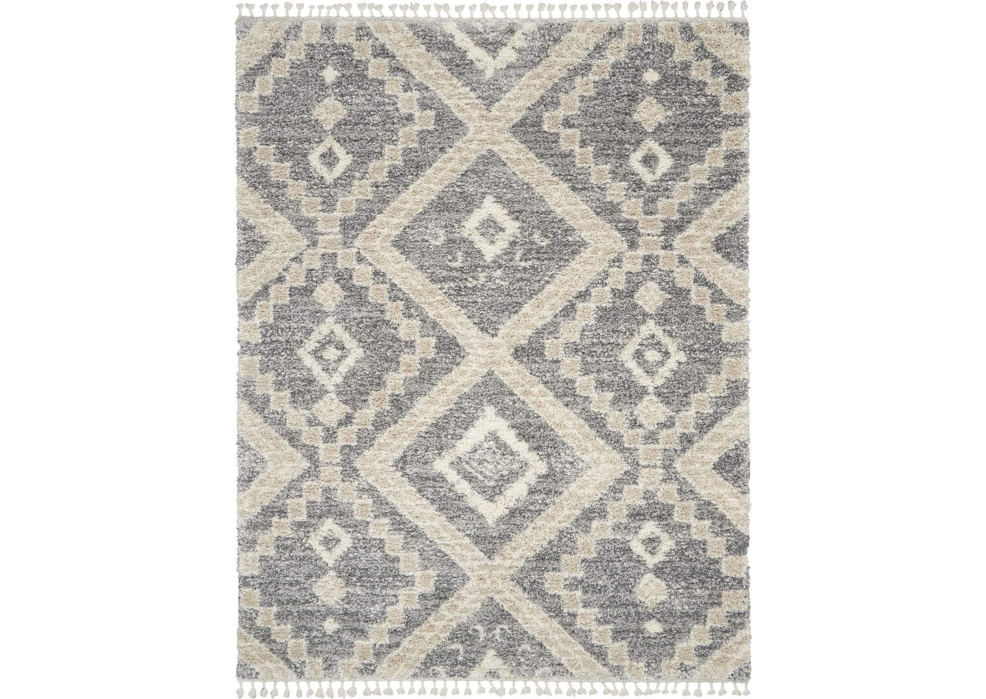 Nourison Oslo Shag OSL02 8'x11' Large Charcoal Grey Scandinavian Shag Rug,Nourison