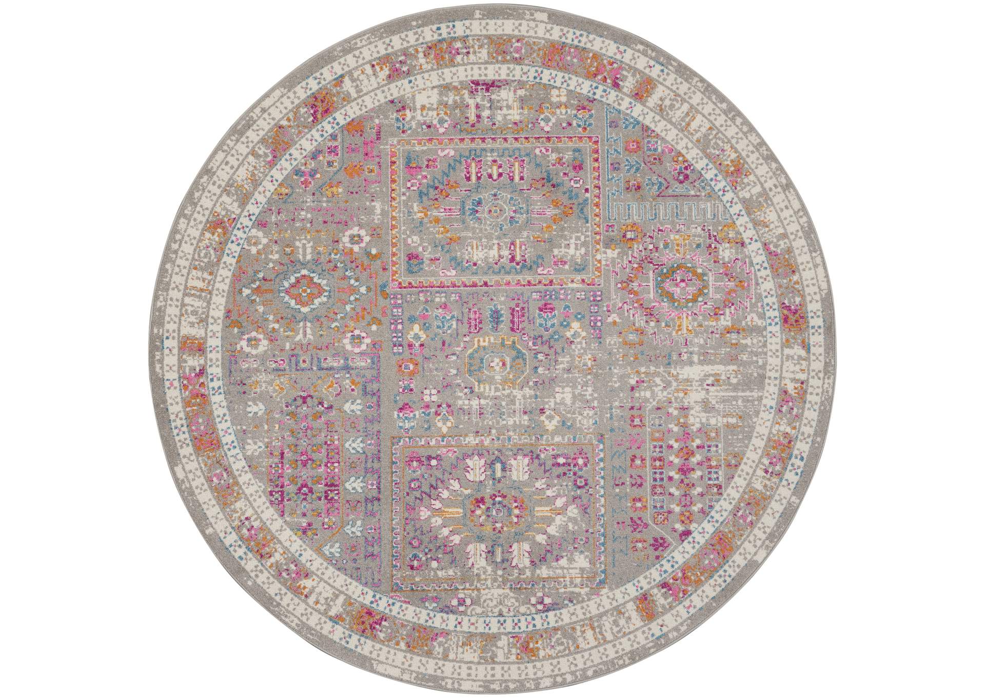 Nourison Passion 8' Round Grey Multicolor Area Rug,Nourison