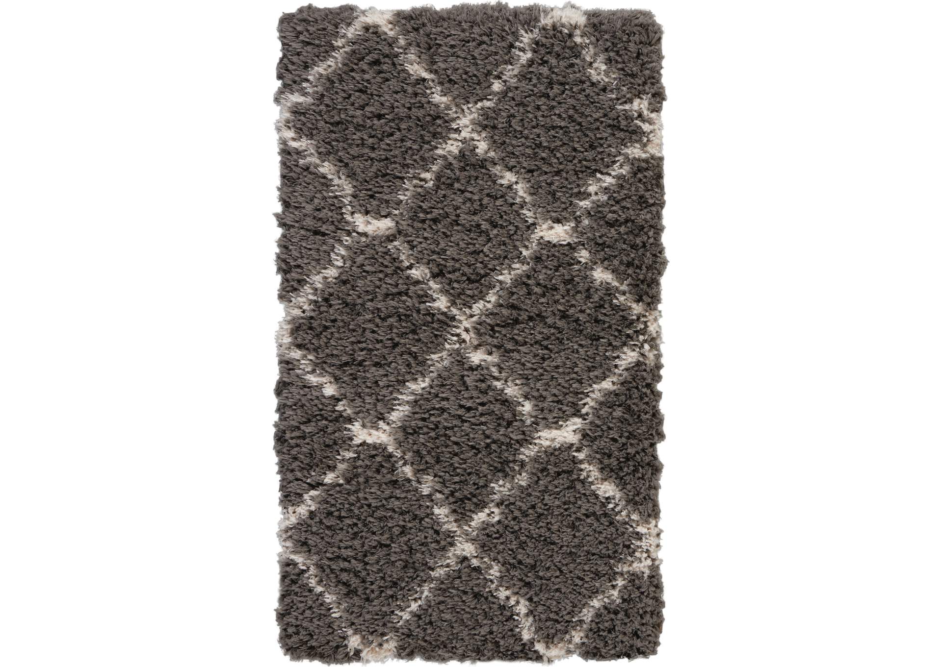 Nourison Luxe Shag 2' X 4' Dark Grey Plush Area Rug,Nourison