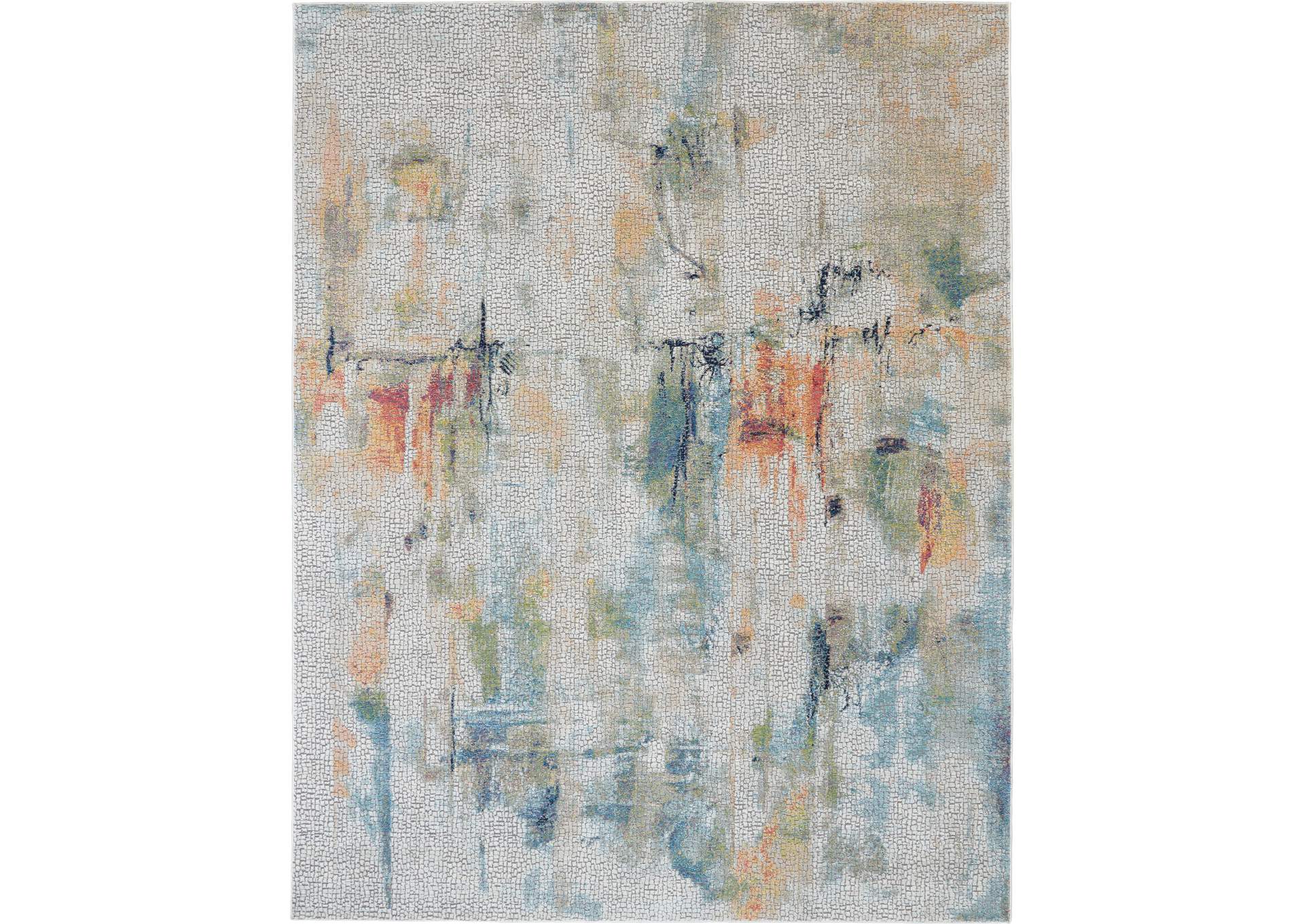 Nourison Ankara Global ANR09 White Multicolor 8'x10' Large Textured Rug,Nourison