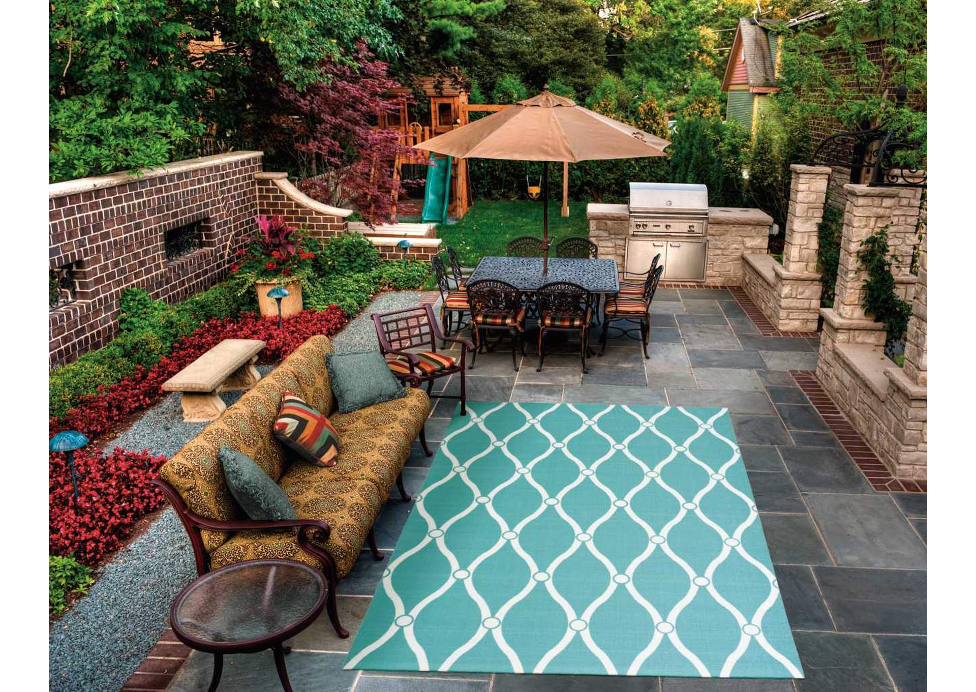 Nourison Home & Garden RS089 Blue 4'x6' Area Rug,Nourison