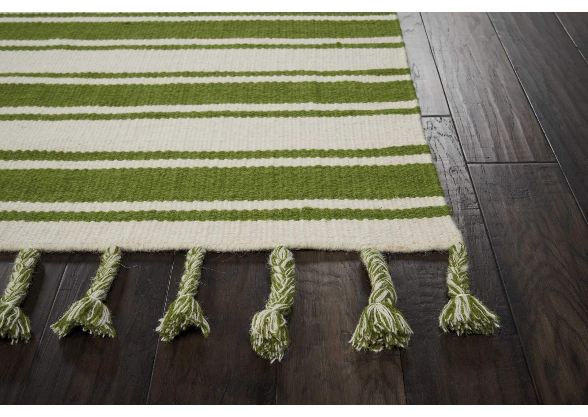 Nourison Rio Vista DST01 White and Green 8'x11' Oversized Flat Weave Rug,Nourison