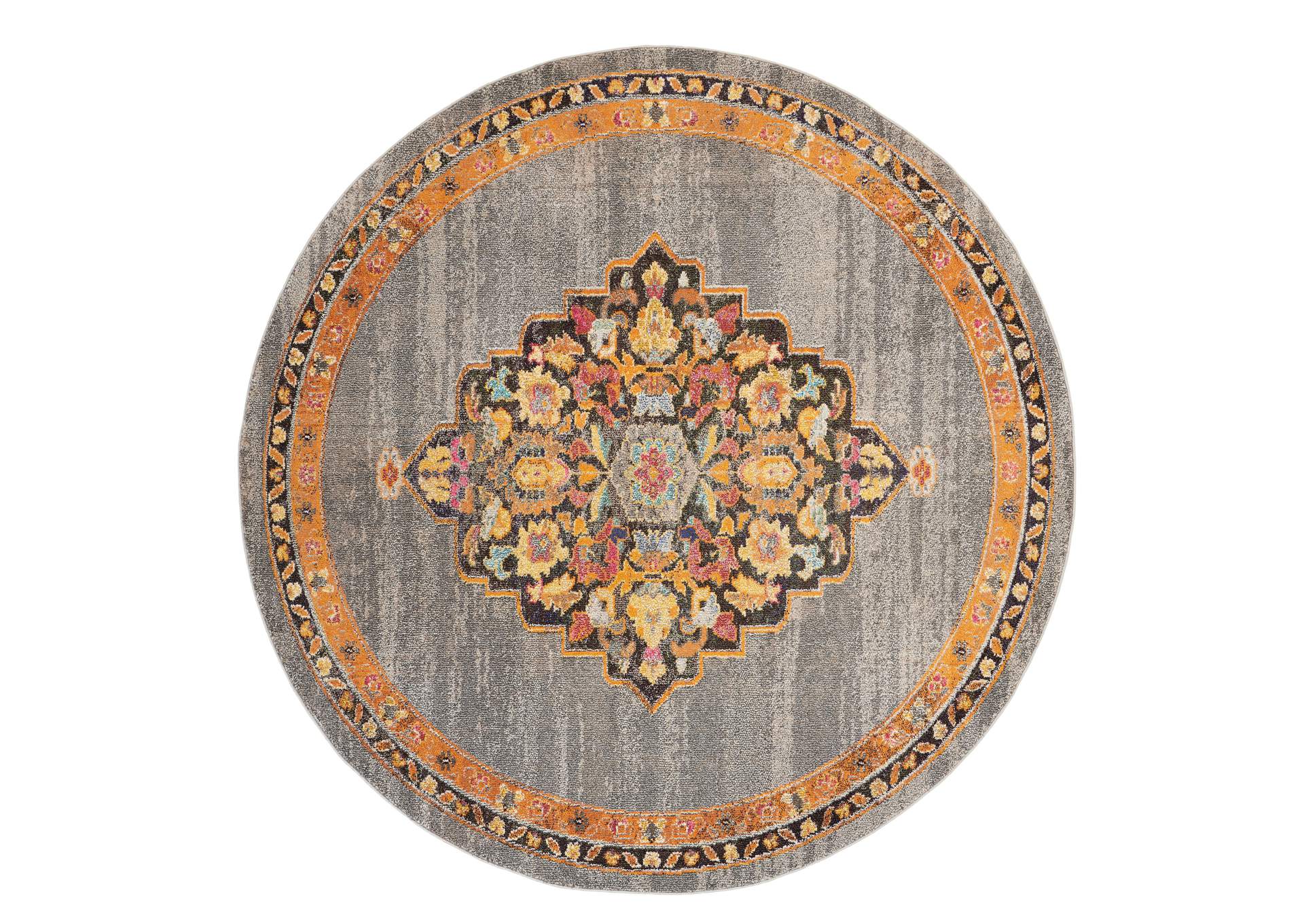 Nourison Passionate PST01 Grey Multicolor 8' Round Large Rug,Nourison