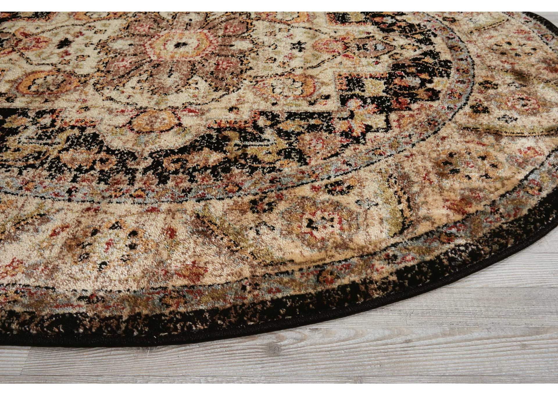 Nourison Delano DEL05 Black 5' Round Area Rug,Nourison
