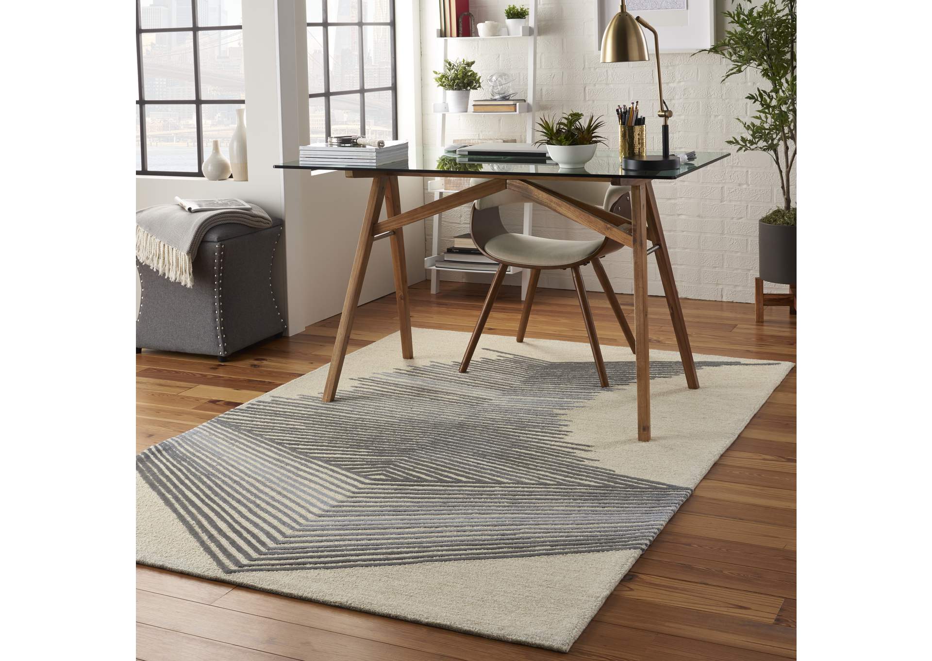 Nourison Symmetry SMM06 Ivory 5'x8' Area Rug,Nourison